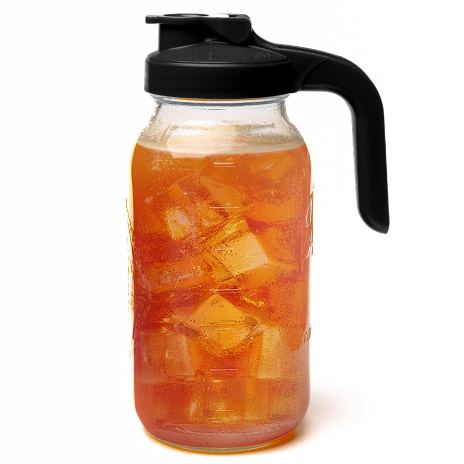 County Line Kitchen Glass Mason Jar Pitcher with Lid - Wide Mouth, 2 Quart (64 oz) - Heavy Duty, Leak Proof - Sun & Iced Tea Pitcher, Cold Brew Coffee, Breast Milk Storage, Water - Black