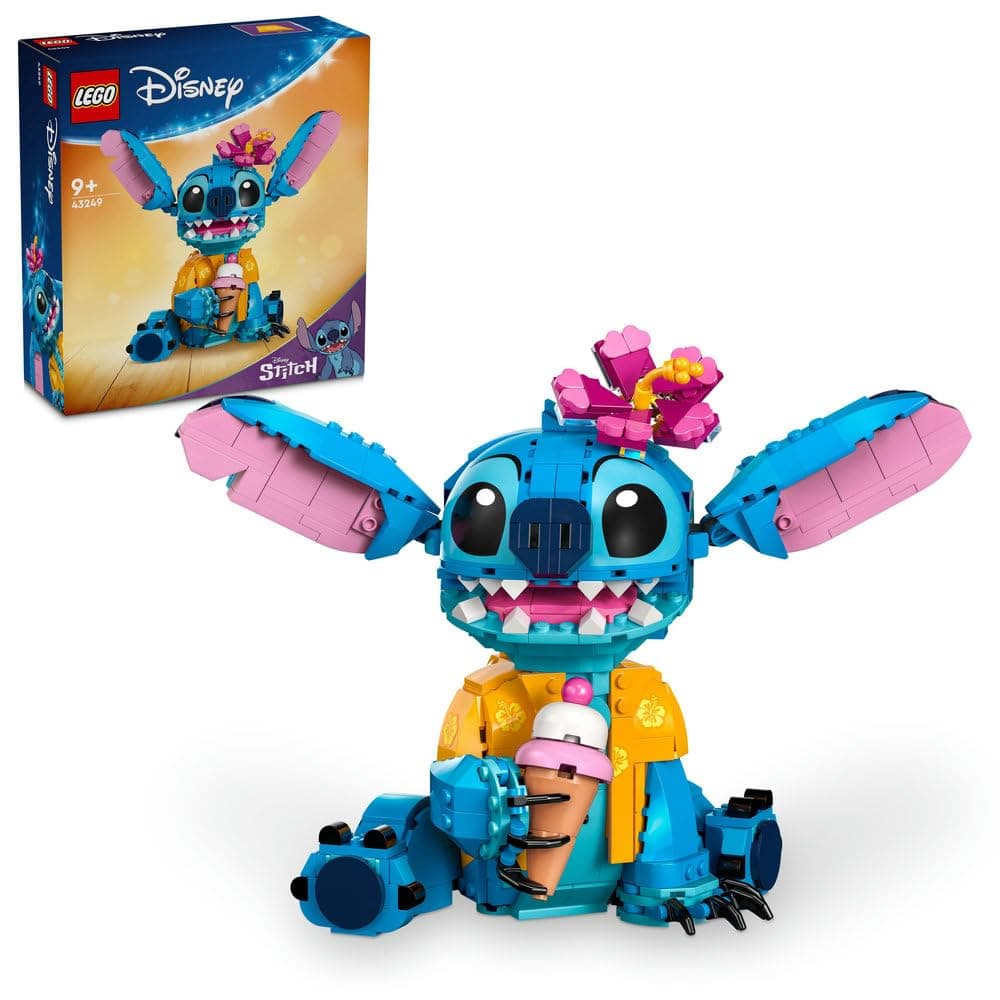 Disney Stitch Toy - Play & Display Figure with an Ice-Cream Cone & Decorative Flower - Ramadan Gift for 9+ Year Old Girls, Boys & Lilo & Stitch Movie fans - 43249