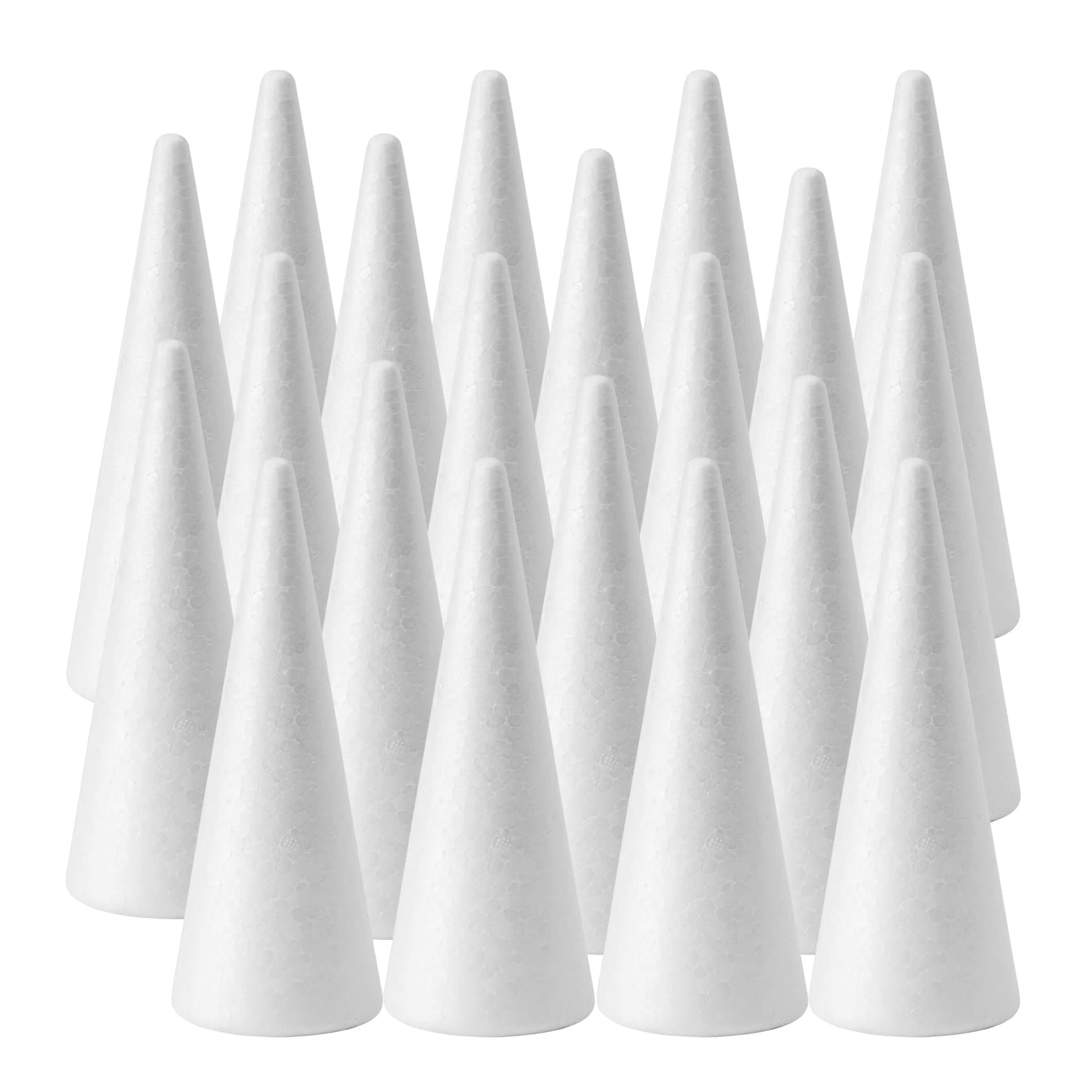 FFchuanhe 20-Pack Craft Foam Cones (2.9X7.9in), White Polystyrene Cone Shaped Foam, Foam Tree Cones, for Arts and Crafts, Christmas, School, Wedding, Birthday, DIY Home Craft Project.