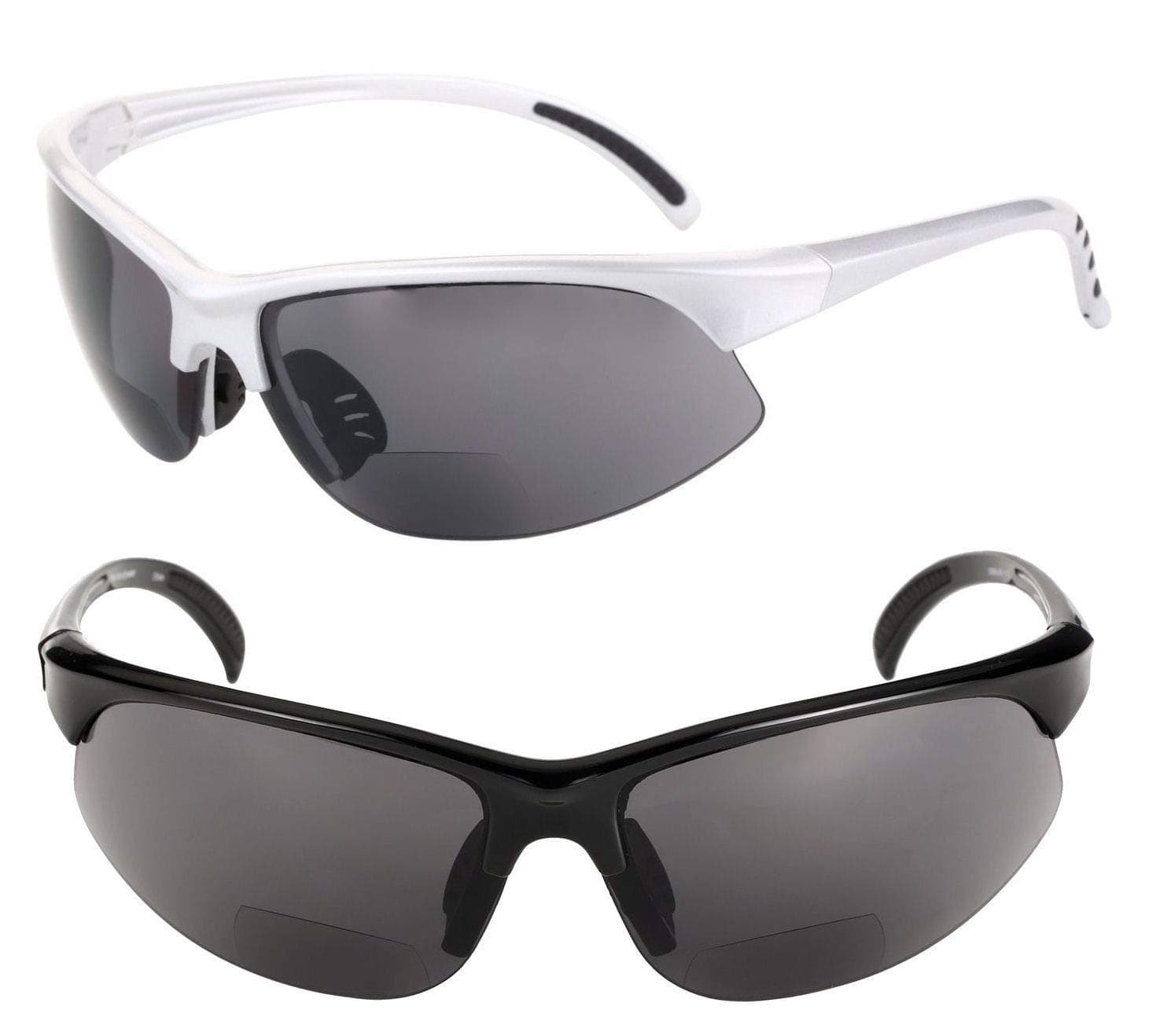 2 Pair of Bifocal Sport Wrap Reading Sunglasses, Outdoor Sun Readers for Men and Women
