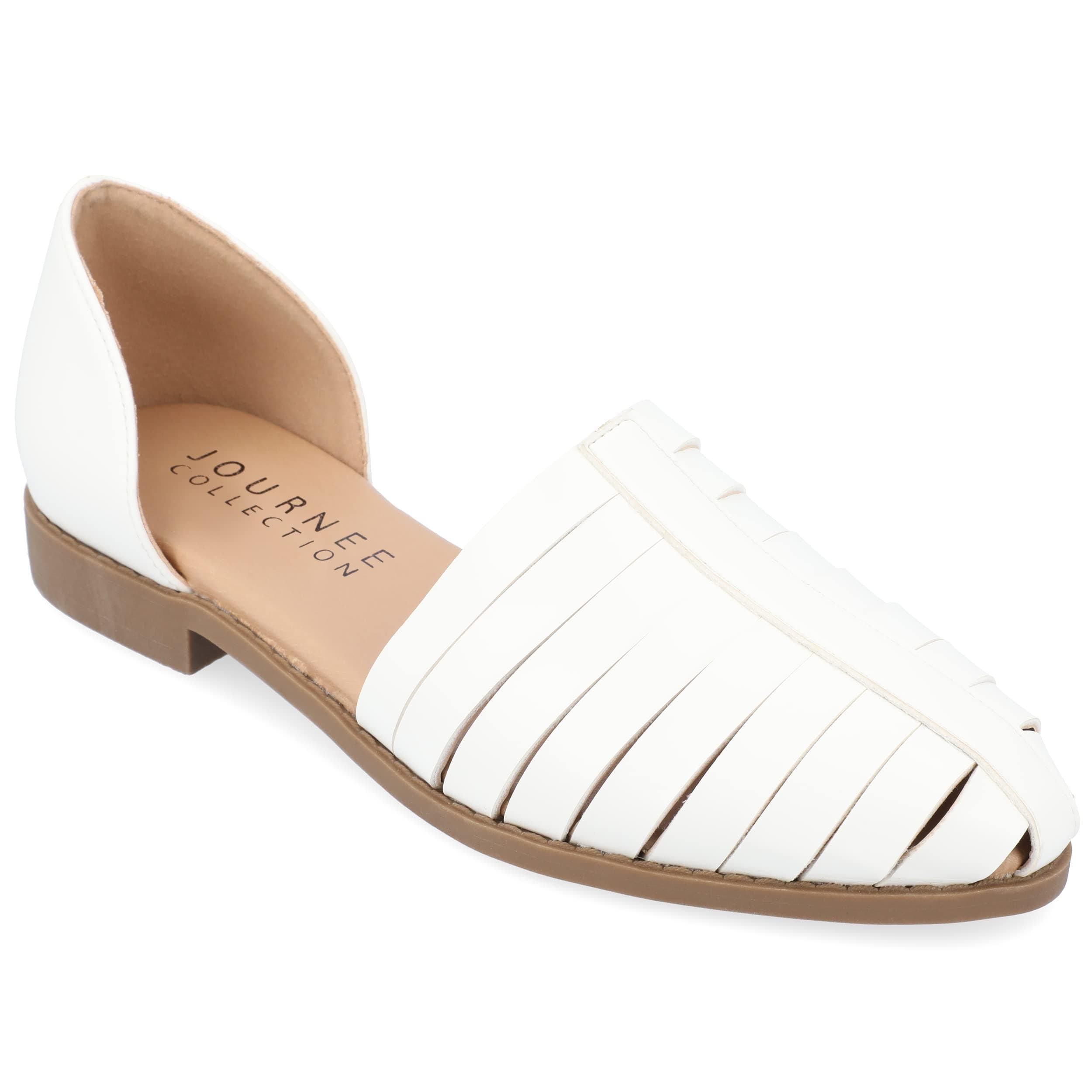 Journee Collection Womens Anyah Ankle Cuff Slip On Almond Toe Flats White 12 Medium Womens US