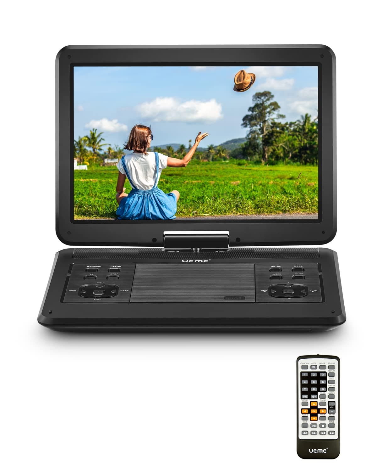 Portable DVD Player with 10.1 Inches HD LCD Screen, Car Headrest Mount Holder, Remote Control, Car Charger Wall Charger, Kids DVD Players with Rechargeable Battery