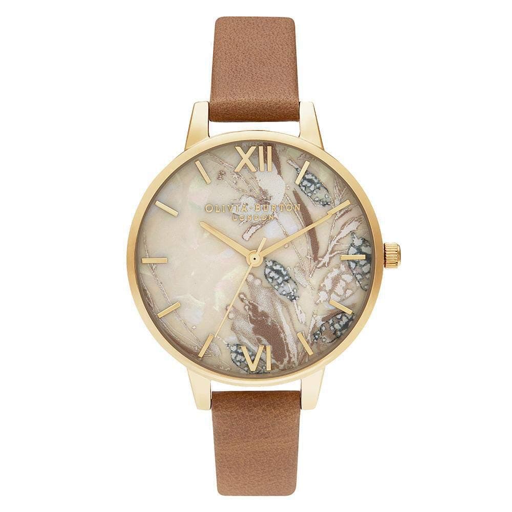 Womens Quartz Wrist Watch, Analog and Leather OB16VM39, Beige