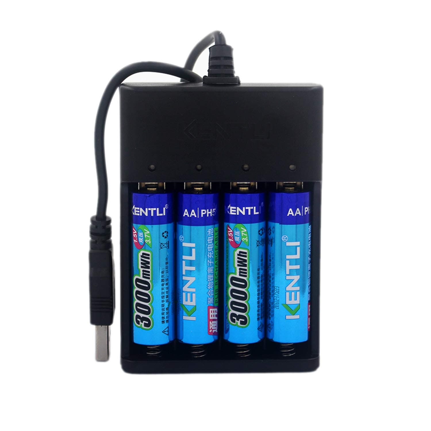 CHU4 USB Charger with 4 x 1.5v 3000mWh lithium li-polymer li-ion AA rechargeable batter for LED falshlight Digital camera Microphone (with 4AA batteries)