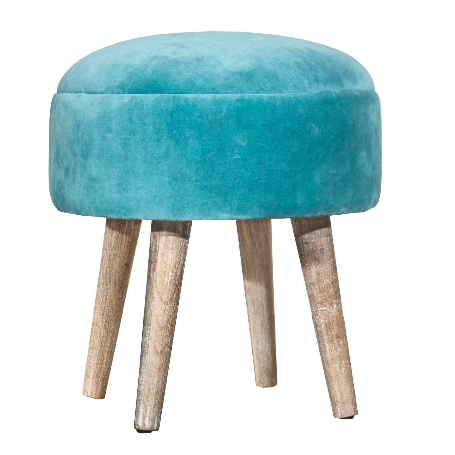 HillsdaleMila Upholstered Backless Pouf Vanity Stool, Teal