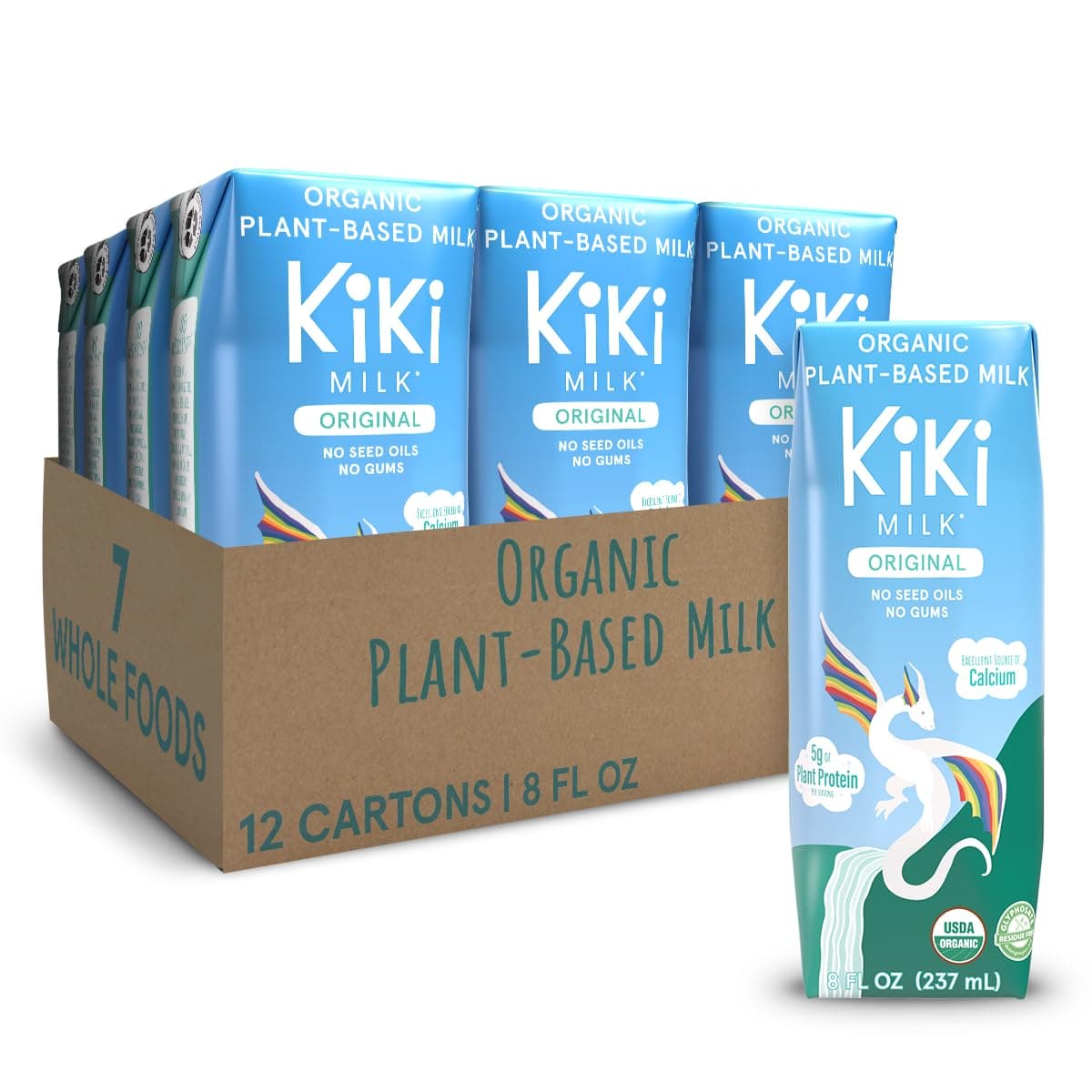 - Original Kiki Milk, Organic, Plant Based, Gum Free, GMO Free, Dairy Free, Soy Free, Gluten Free, Glyphosate Free (8 oz • Pack of 12)