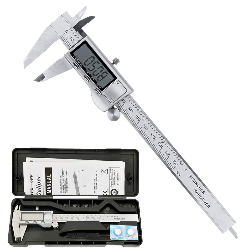 Allnice Digital Caliper 6 Inch, Stainless Steel Caliper Measuring Tool Electronic Vernier Caliper Micrometer with LCD Digits Display, Inch/mm Conversion