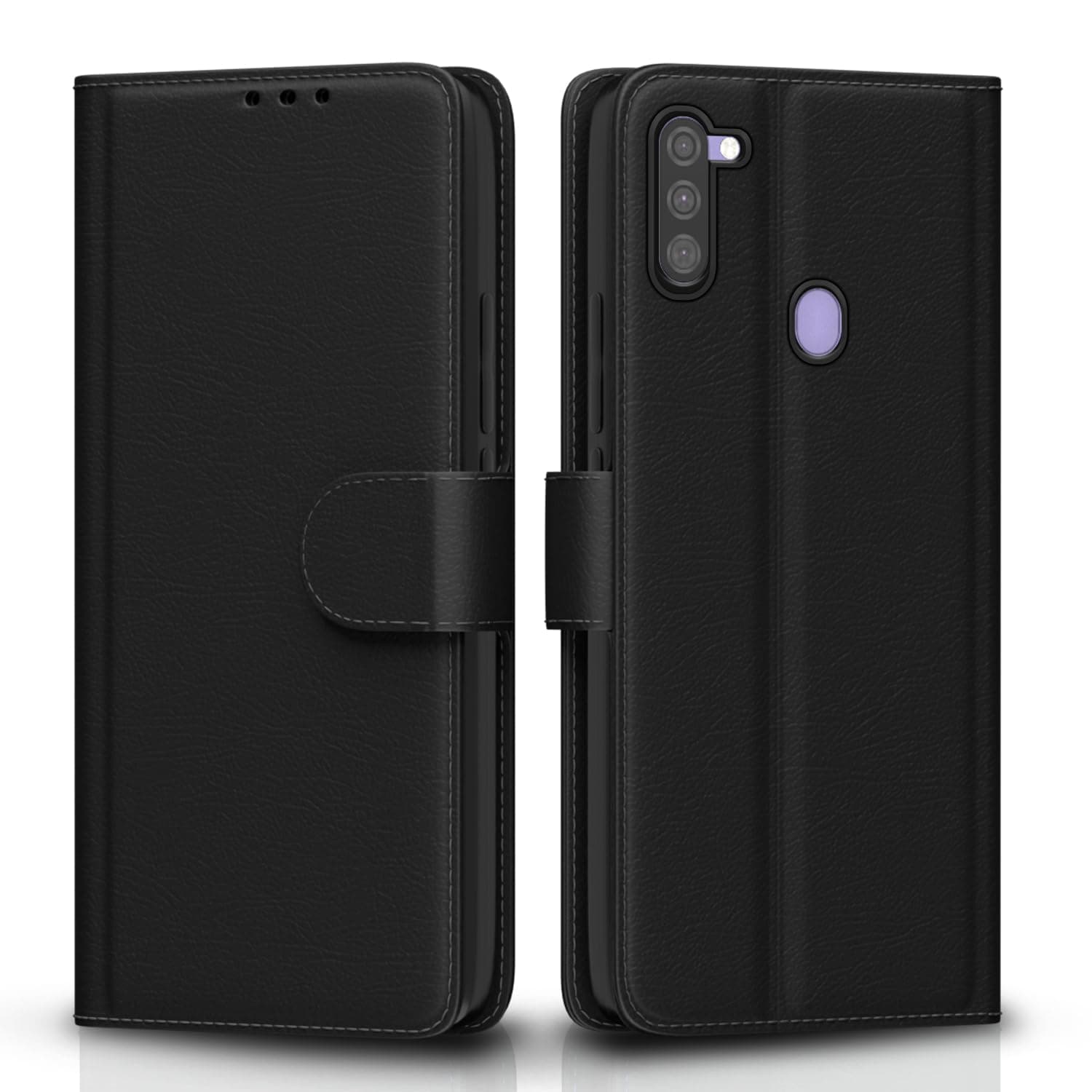 - Samsung Galaxy M11 Flip Case Leather Finish | Inside TPU with Card Pockets | Wallet Stand and Shock Proof | Magnetic Closing | Complete Protection Flip Cover for Samsung Galaxy M11 (Black)