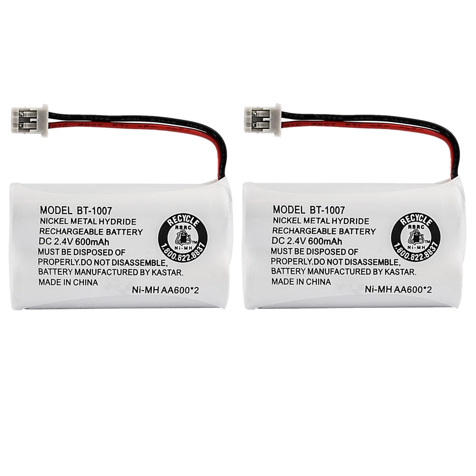 BBTY0651101 model BT1007 Nickel-Cadmium Rechargeable Cordless Phone Battery, DC 2.4V 500mAh (Pack of 2)