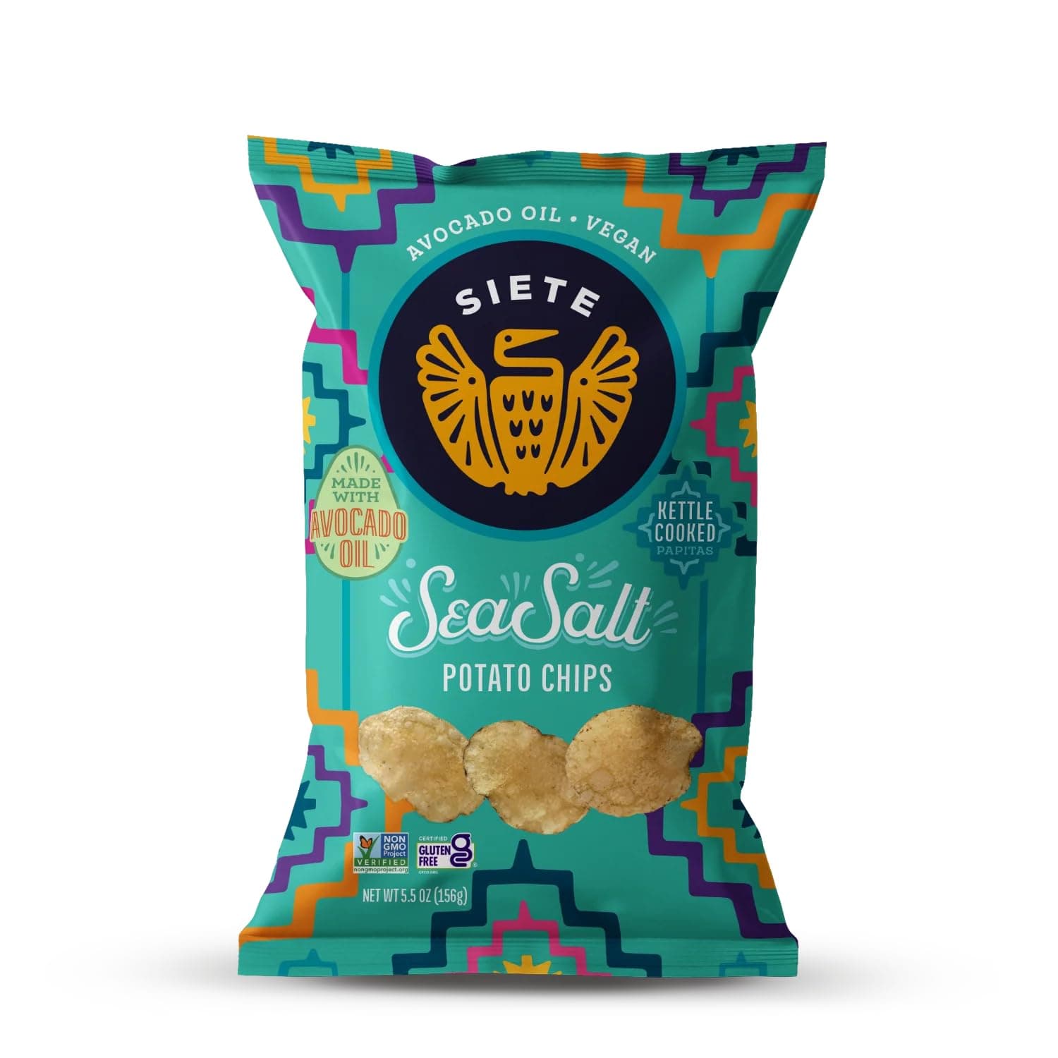 Siete Grain Free Potato Chips | Kettle Cooked | Gluten Free Chips | Vegan Snacks | Non GMO | Sea Salt, (Pack of 6)