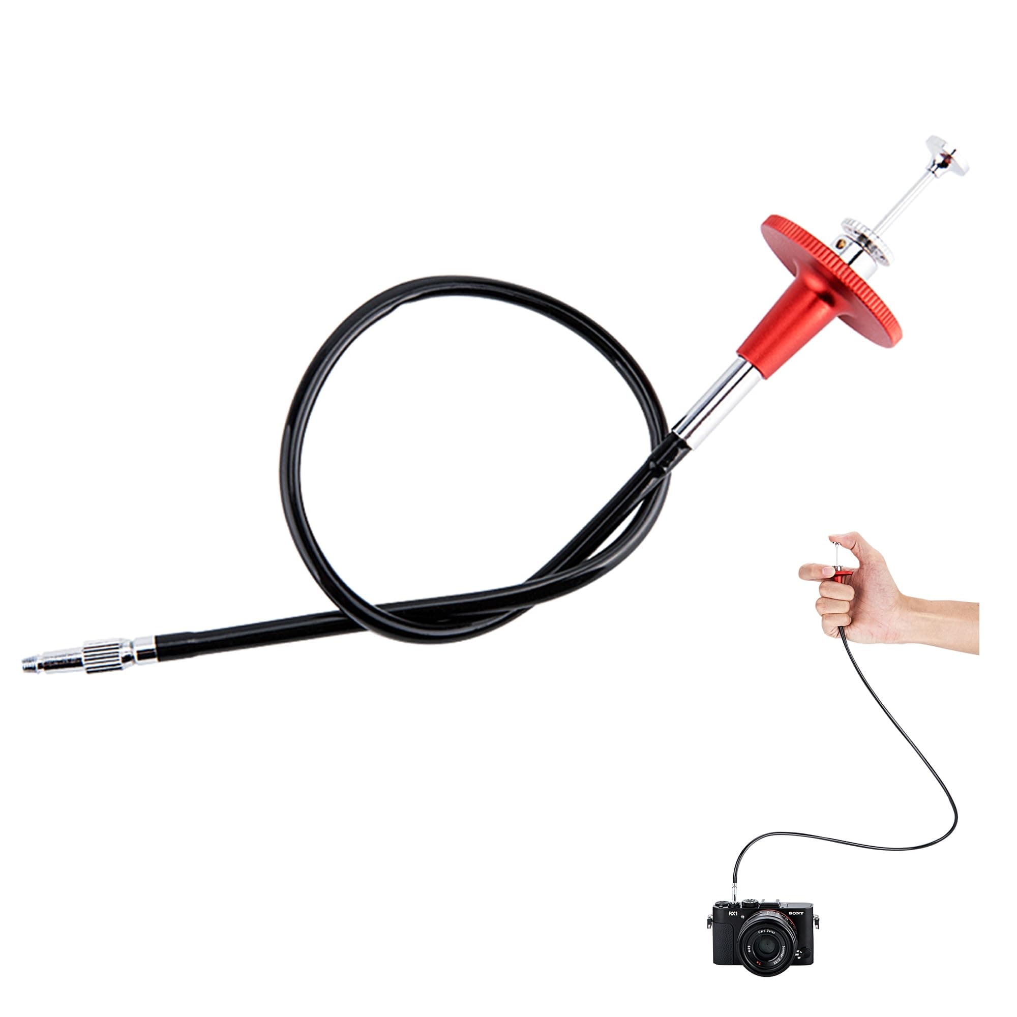 JJC Mechanical Shutter Release Cable Cord with Bulb-Lock for Fuji Fujifilm X-M5 X-T5 X-T4 X-T3 X-T30 X-PRO3 X100VI X100V X100F X-T20 X-T2 X-E4 X-E3, Sony RX1R II RX10 IV III, Lecia M10 M9 & More