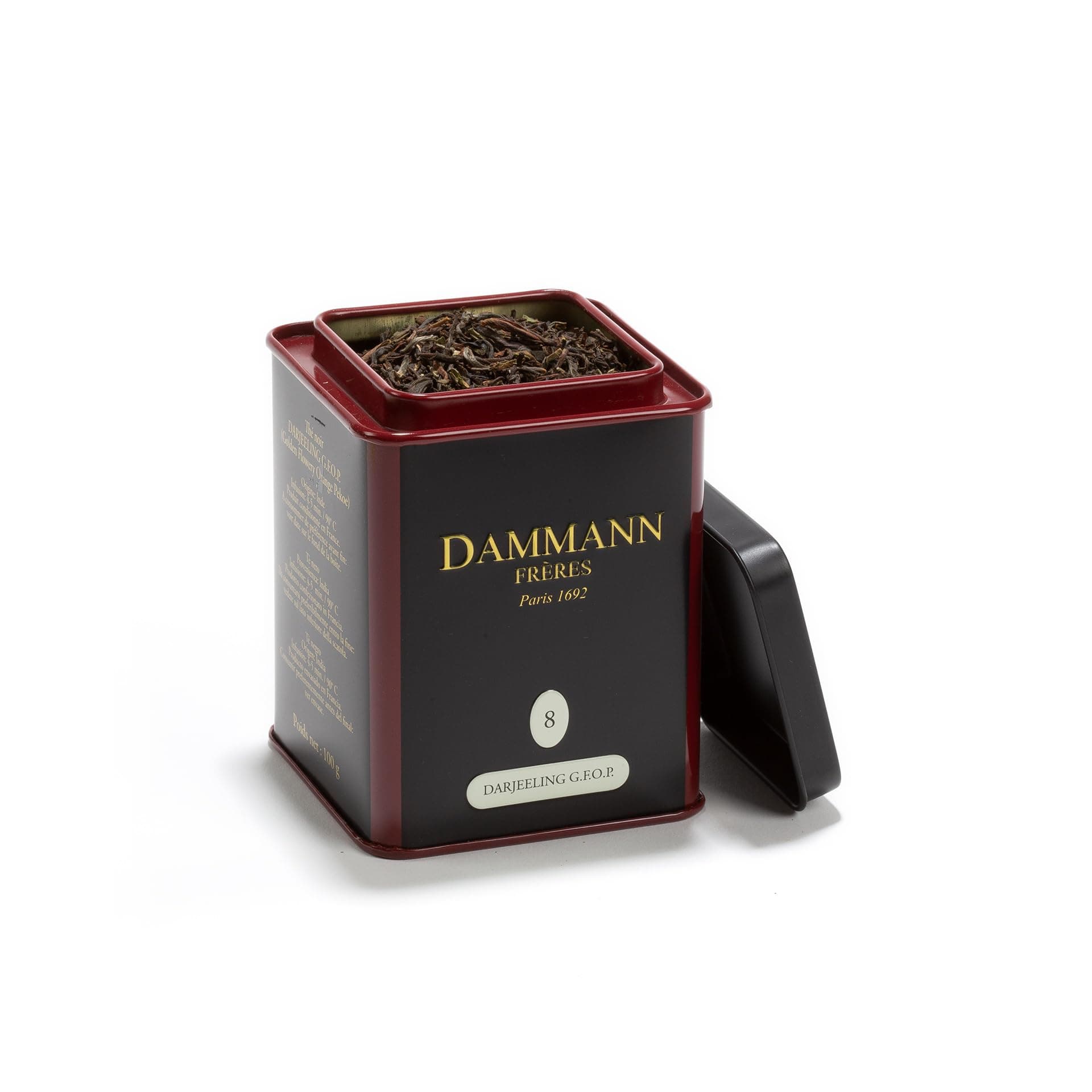 Dammann Freres Loose Leaf, India Darjeeling Premium Gourmet Black French Tea, Peach, Almond Flavors, 3.52 Ounce Tin