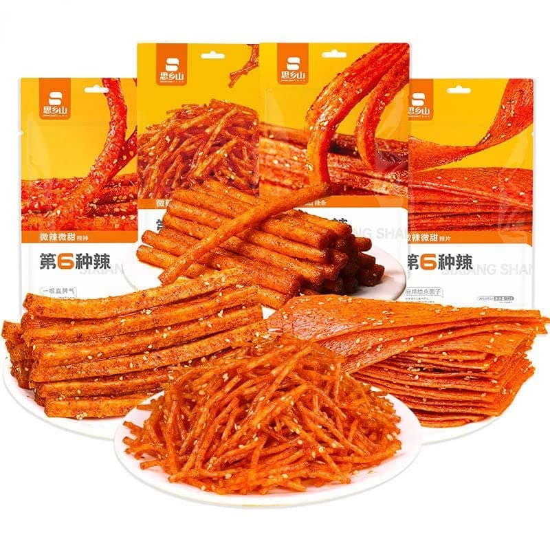 4 kinds of spicy noodles series, Latiao,Handmade Spicy Stick Spicy Bar, Slightly Spicy and Sweet Flavor Chinese Snack, Small Gluten, Internet celebrity spicy strips (Mixed Flavors,1 bag)