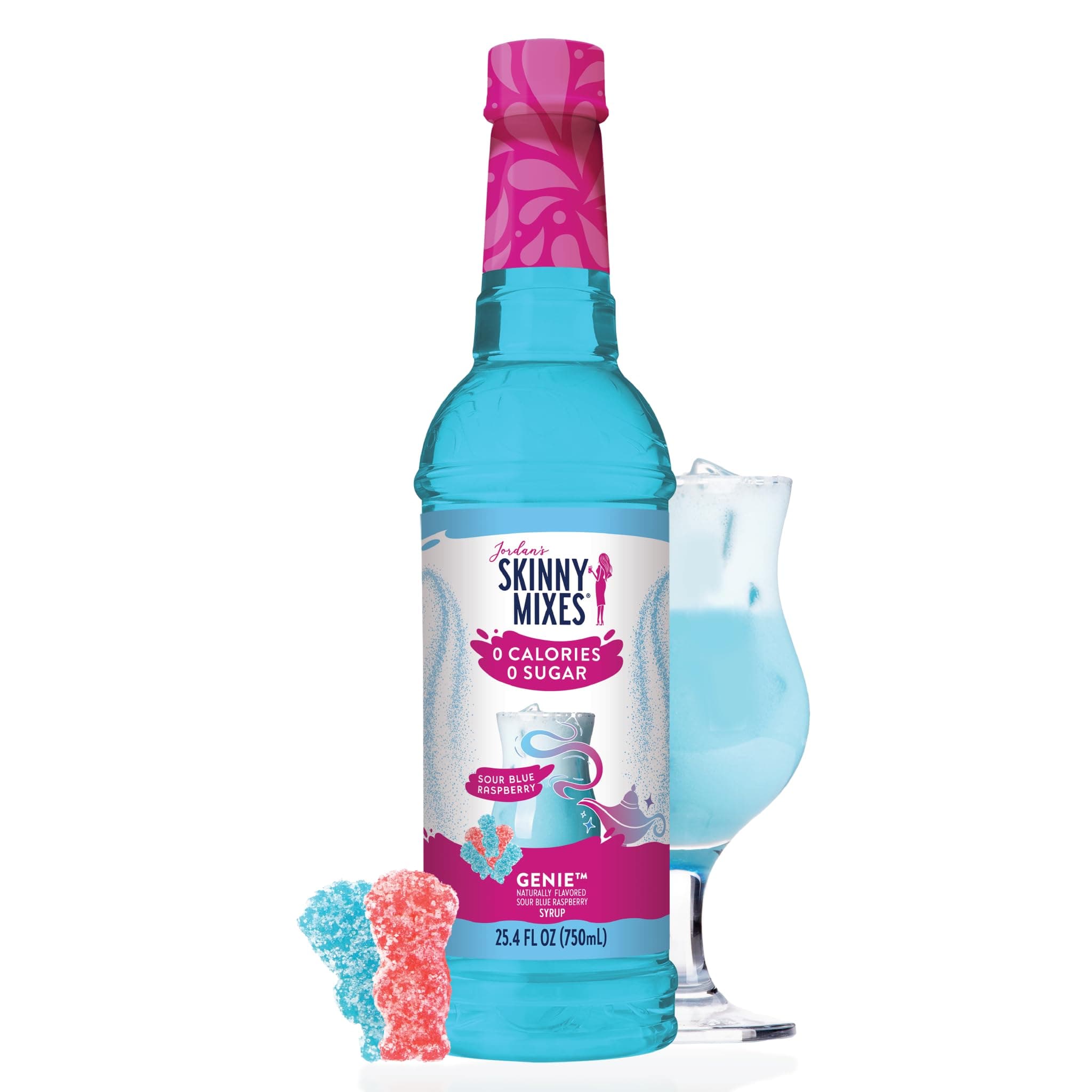 Jordan's Skinny Mixes Sugar Free Syrup, Sour Blue Raspberry, Fruit Flavored Water Enhancer, Drink Mix Iced Tea, Lemonade, Drinks, Low Calorie Water Flavoring, Dairy & Gluten Free, Kosher, 25.4 Fl Oz