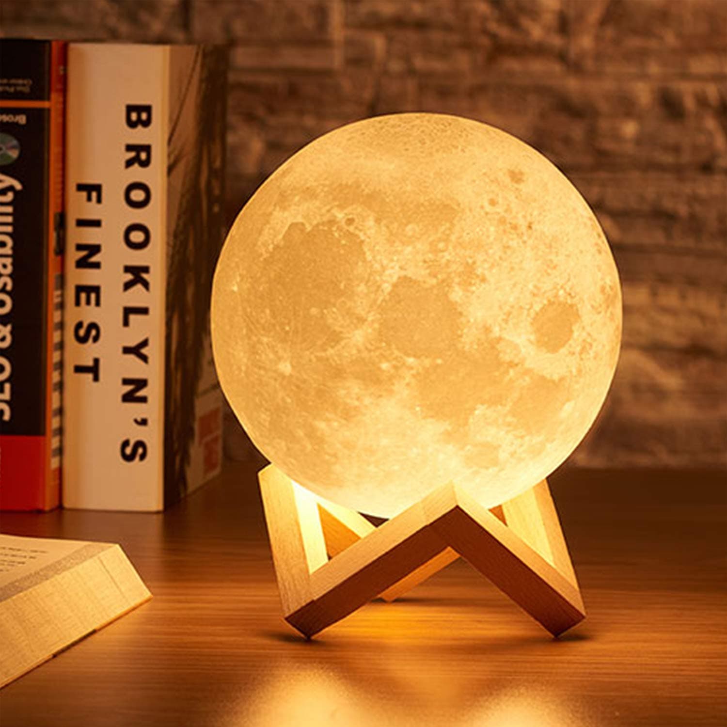 Moon Lamp, Welkey Plus 16 Colors 3D Printing LED Night Light Moon Light with Stand and Remote Control, Dimmable and Time Setting, USB Rechargeable for Kid Lover Birthday Day Gift 4.8in 16 colors