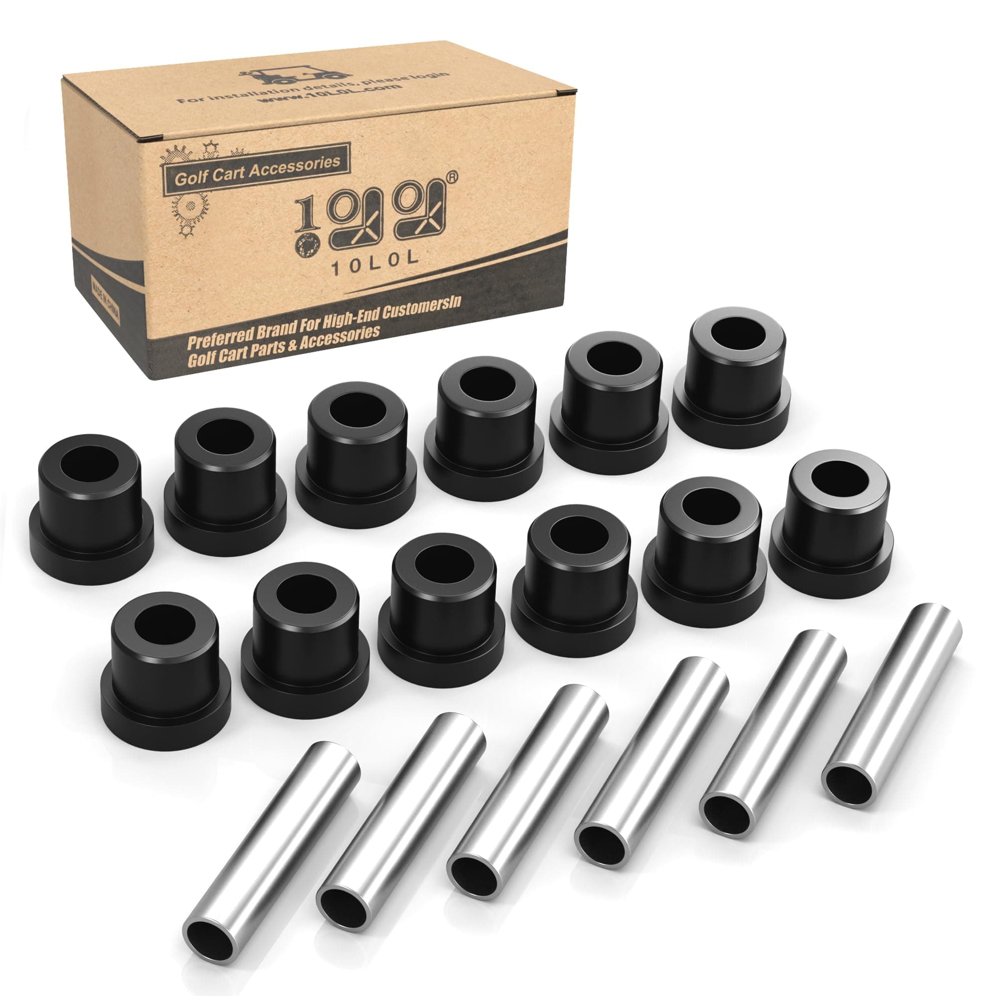 10L0L Golf Cart Spring Bushing Kit-Rear Leaf Springs Shackles Bushing Sleeve for EZGO TXT/Medalist (1994-up) & Club Car DS (1981-up), Replaces Parts 70289-G02/70291-G01/1012303/1015583