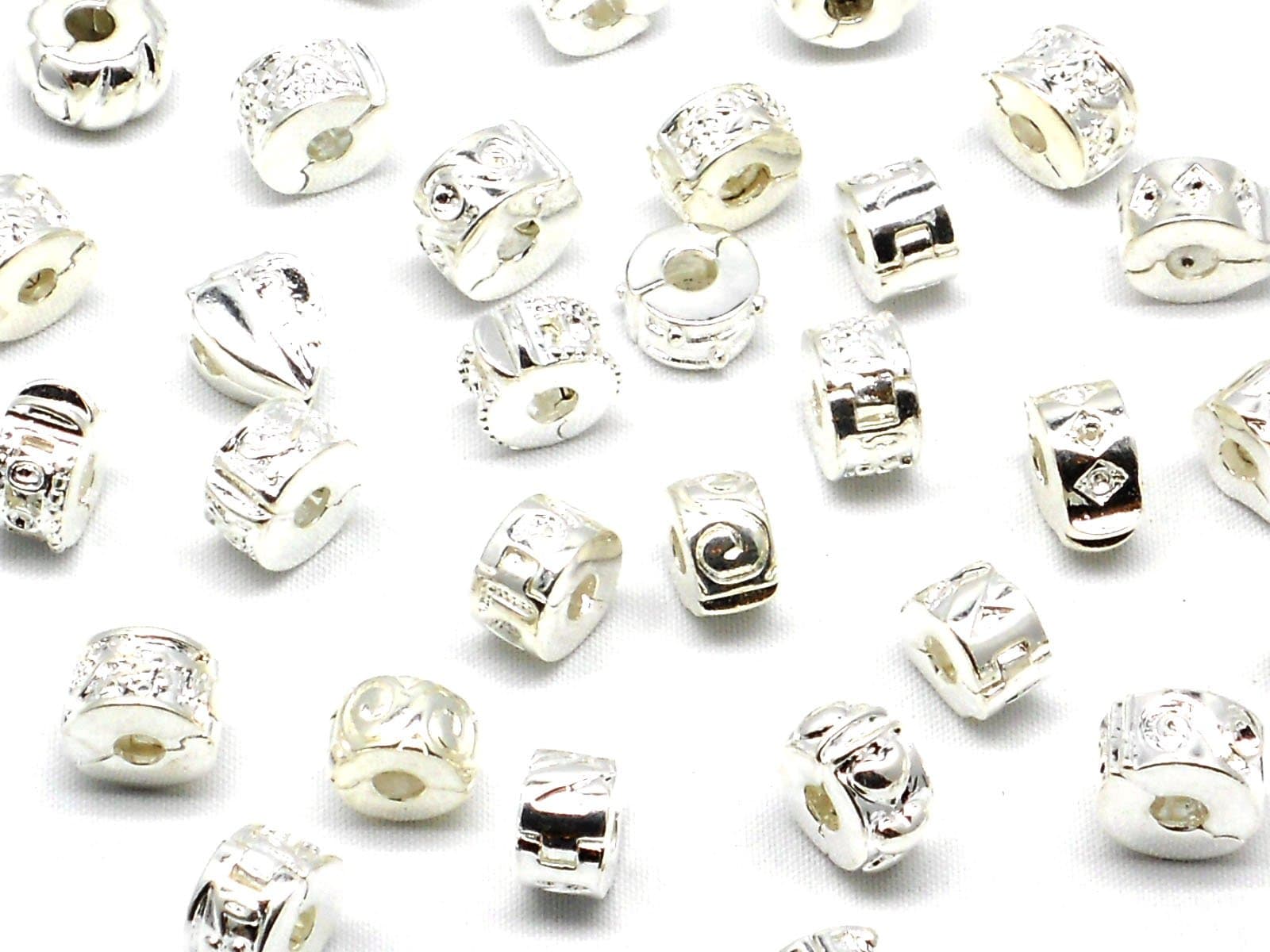 nambeads © 5 x Silver Plated Clip Stop Stopper Beads Charms for Pandora Style Charm Bracelets