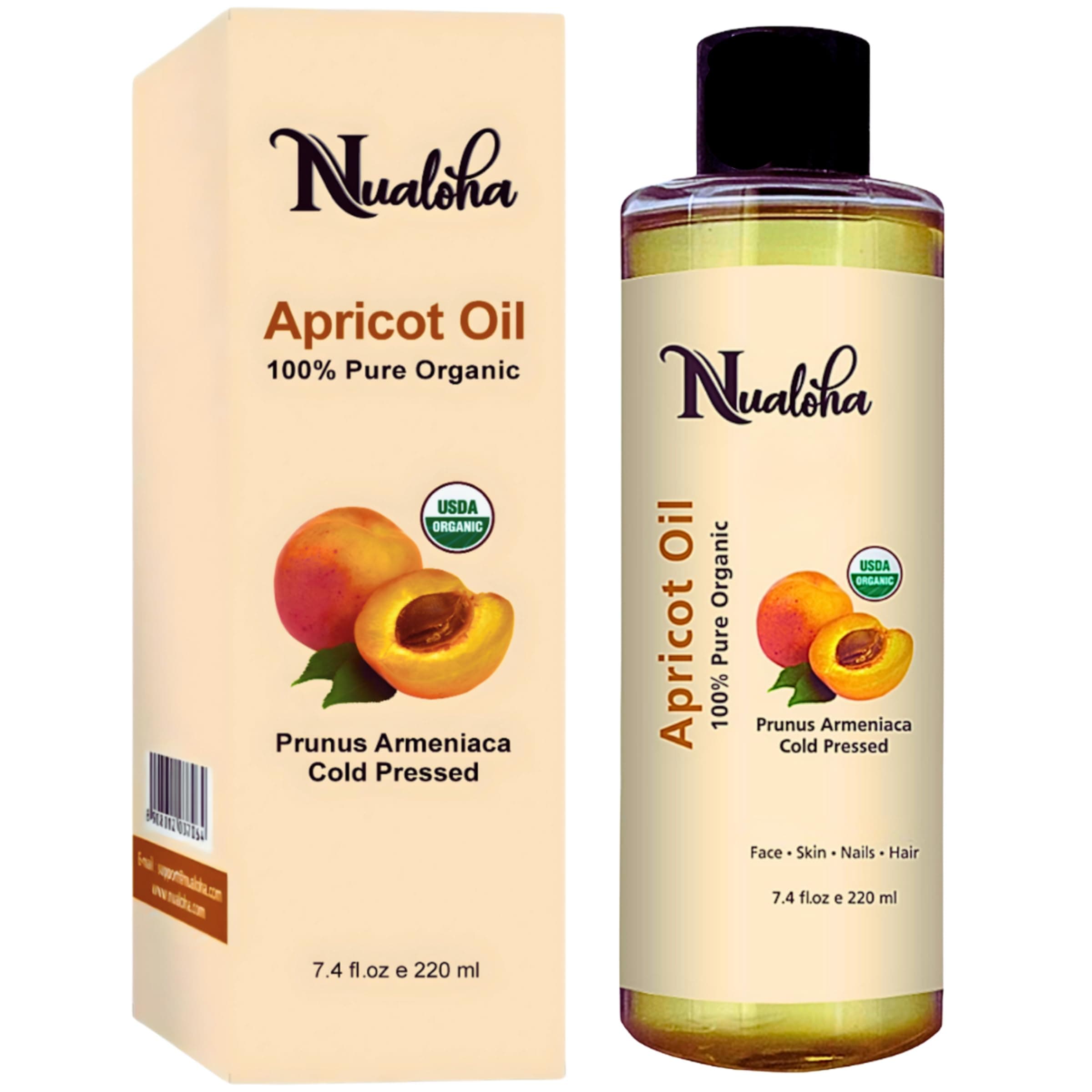 – Organic Apricot Kernel Oil -100% Pure Cold Pressed, Natural Anti Aging Moisturizer for Skin, Hair, Face, Aromatherapy Carrier Oil- 220 ML