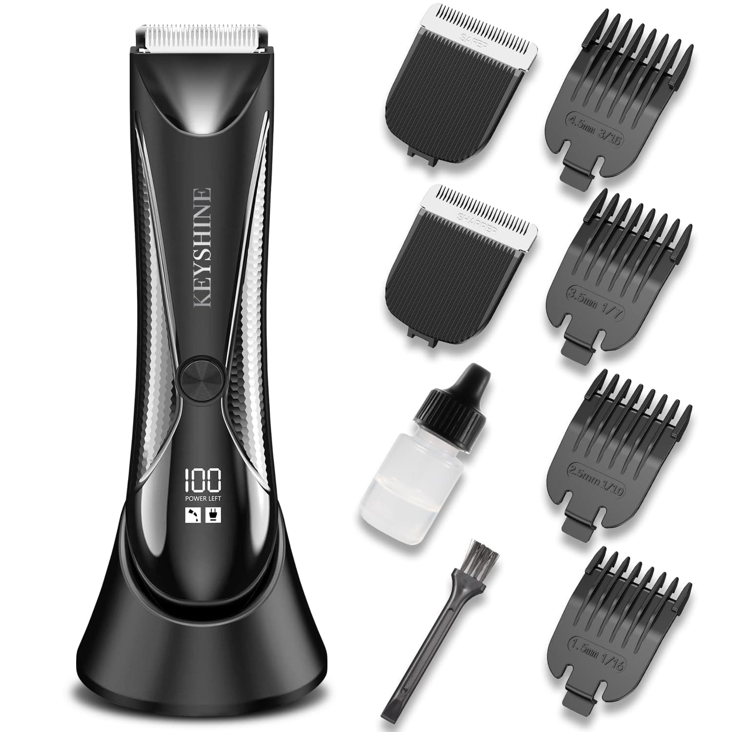 2 in 1 Groin Hair Trimmer & Body Groomer for Men, Ball Shaver with 2 Different Replaceable Ceramic Blades Specifically Designed to Balance Safety and Sharpness, Keep Your Groin & Body Trim Neat Clean