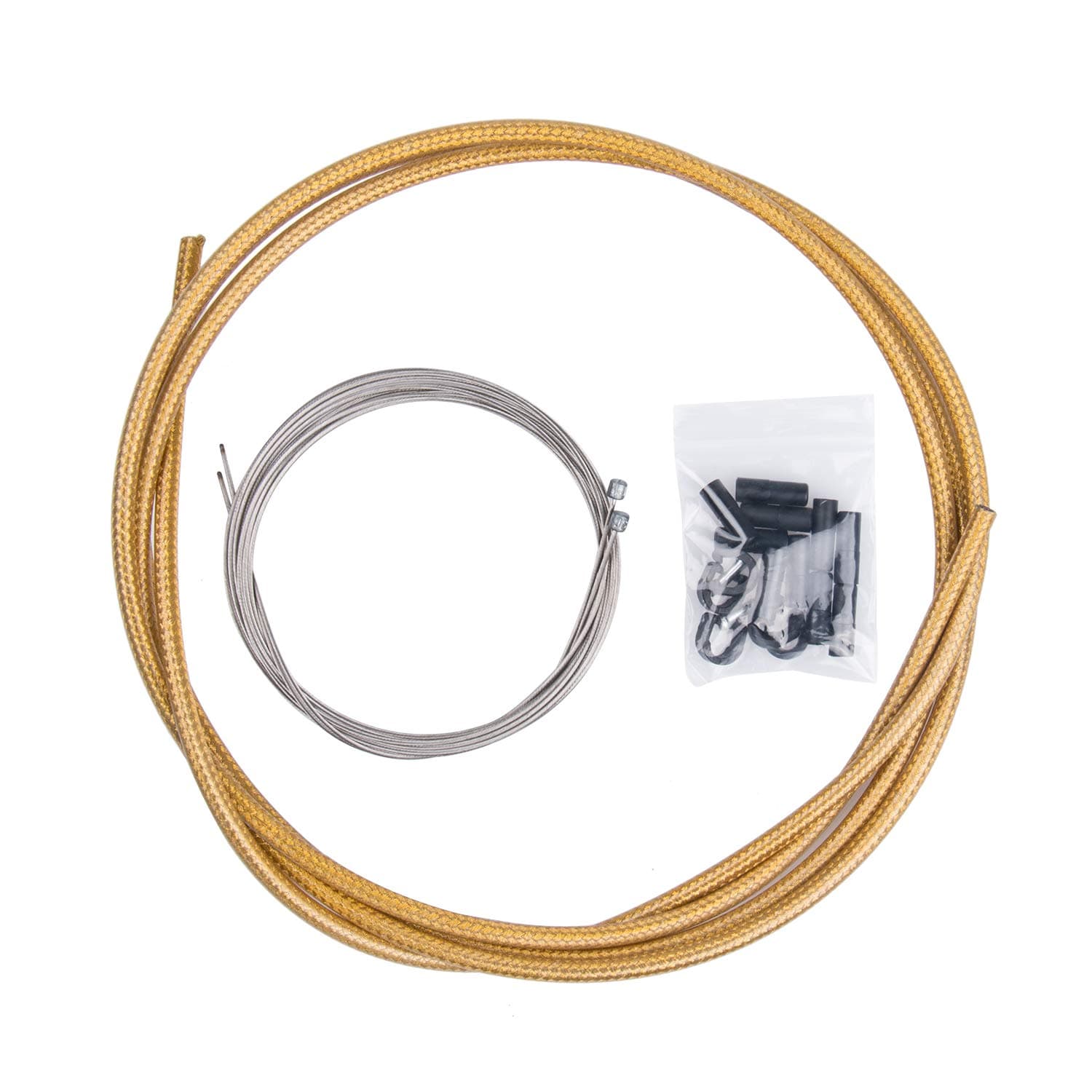 Shift/Shifter Cable & Housing Set, Derailleur Cables Braided PTFE Cable Housing Set for Mountain Bike and Road Bicycle, Universal,Gold/Black/Silver