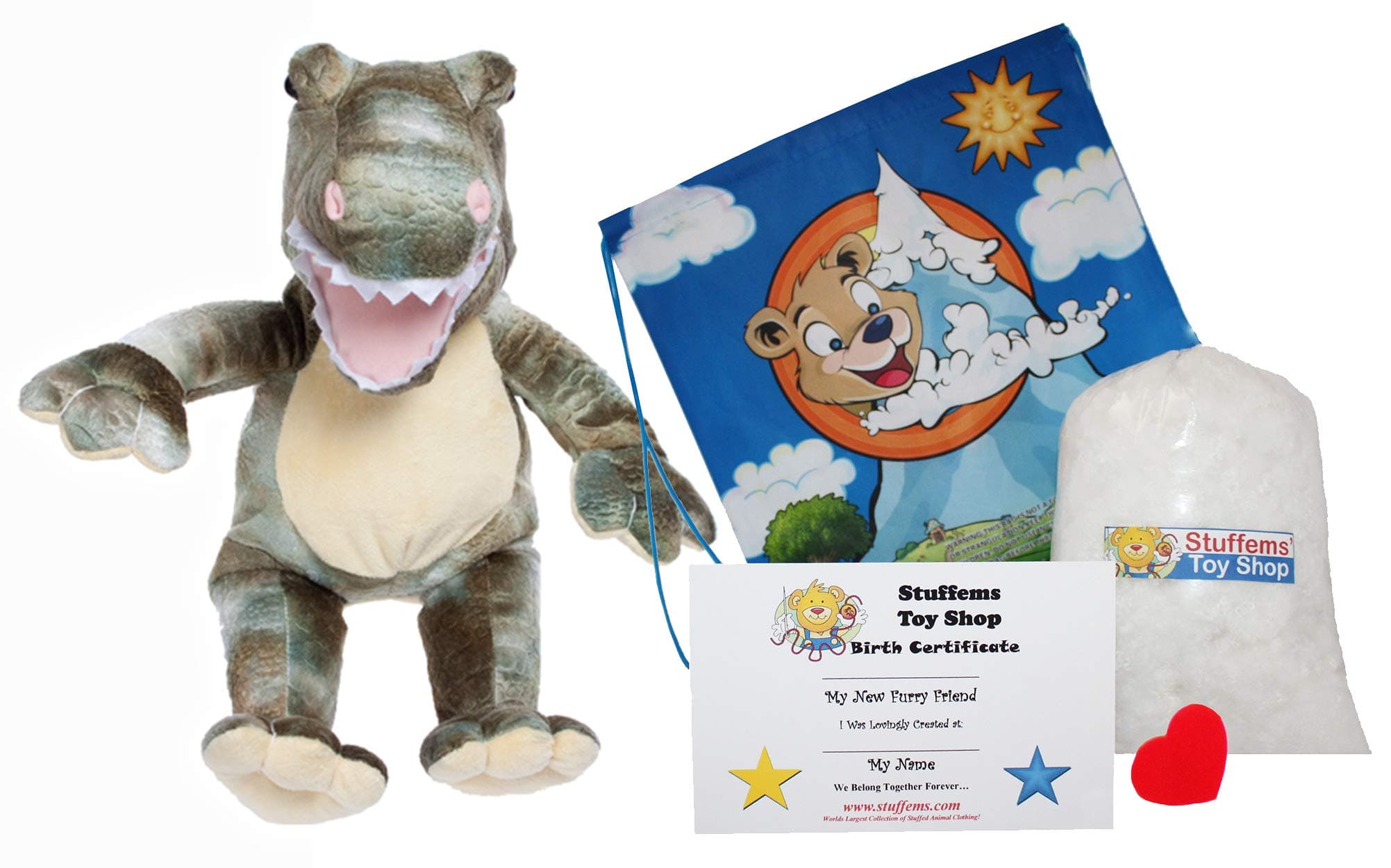 Make Your Own Stuffed Animal "Dyno the Dinosaur" - No Sew - Kit With Cute Backpack! by Stuffems Toy Shop