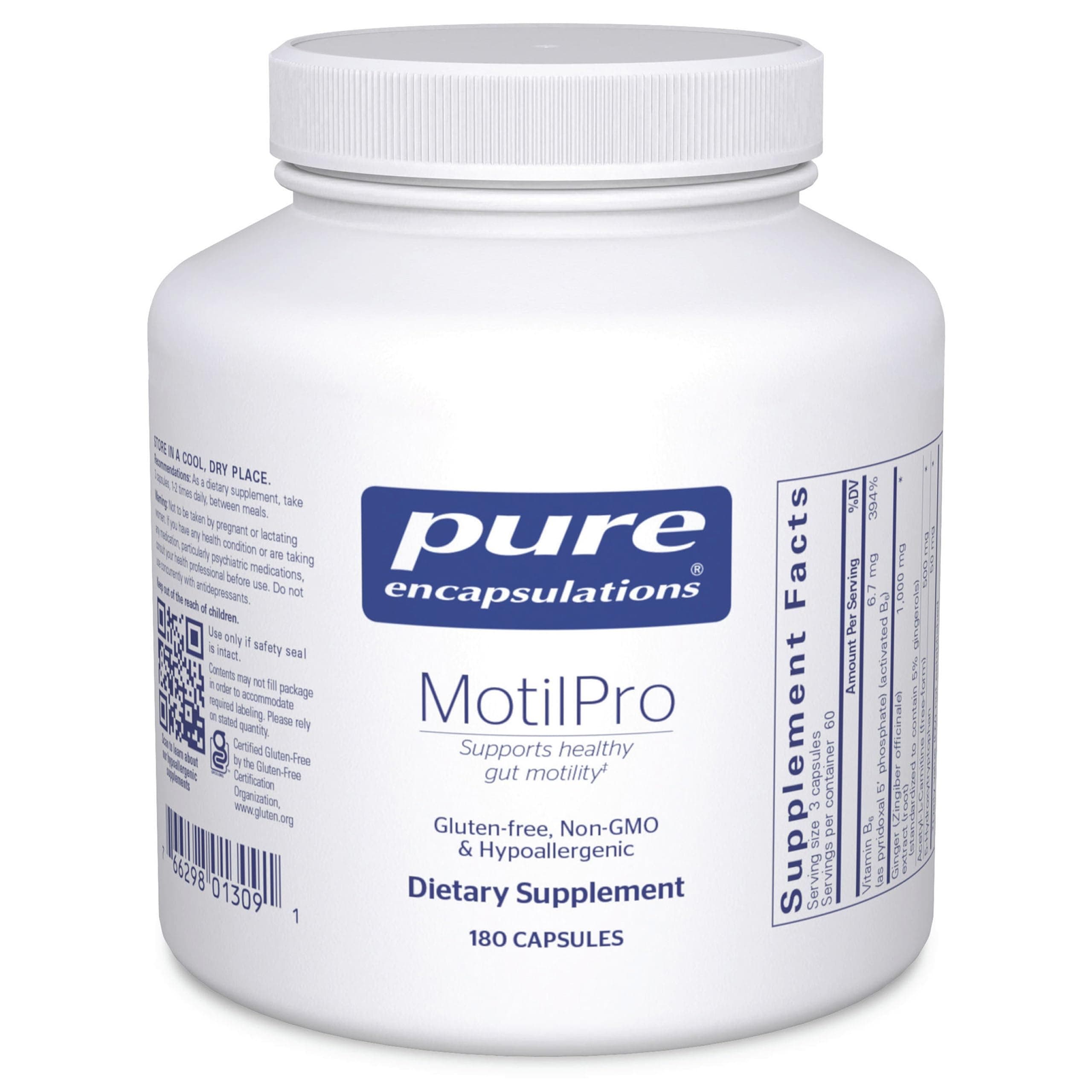 Pure Encapsulations MotilPro | Hypoallergenic Dietary Supplement to Promote Healthy Gut Motility* | 180 Capsules