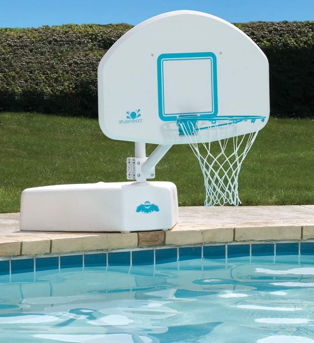 Poolside Outdoor Deck Top Selling Swimming Pool Basketball Backboard Adjustable Height Regulation Rim Net- Summertime Sports Competition Family Fun- Powder Coated Weather Resistant Portable Durable