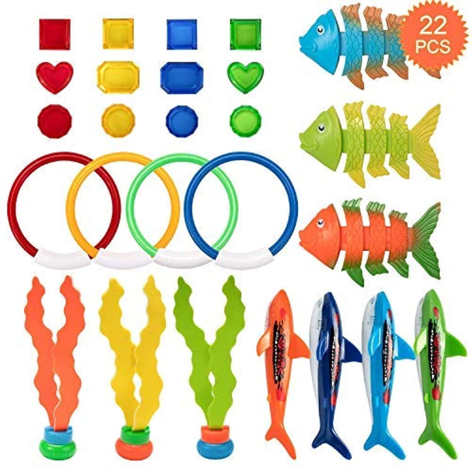 HENMI 26 Pack Diving Toy for Swimming Pool Toys for Kids,Gift Set Bundle,Ages 3 years and Up