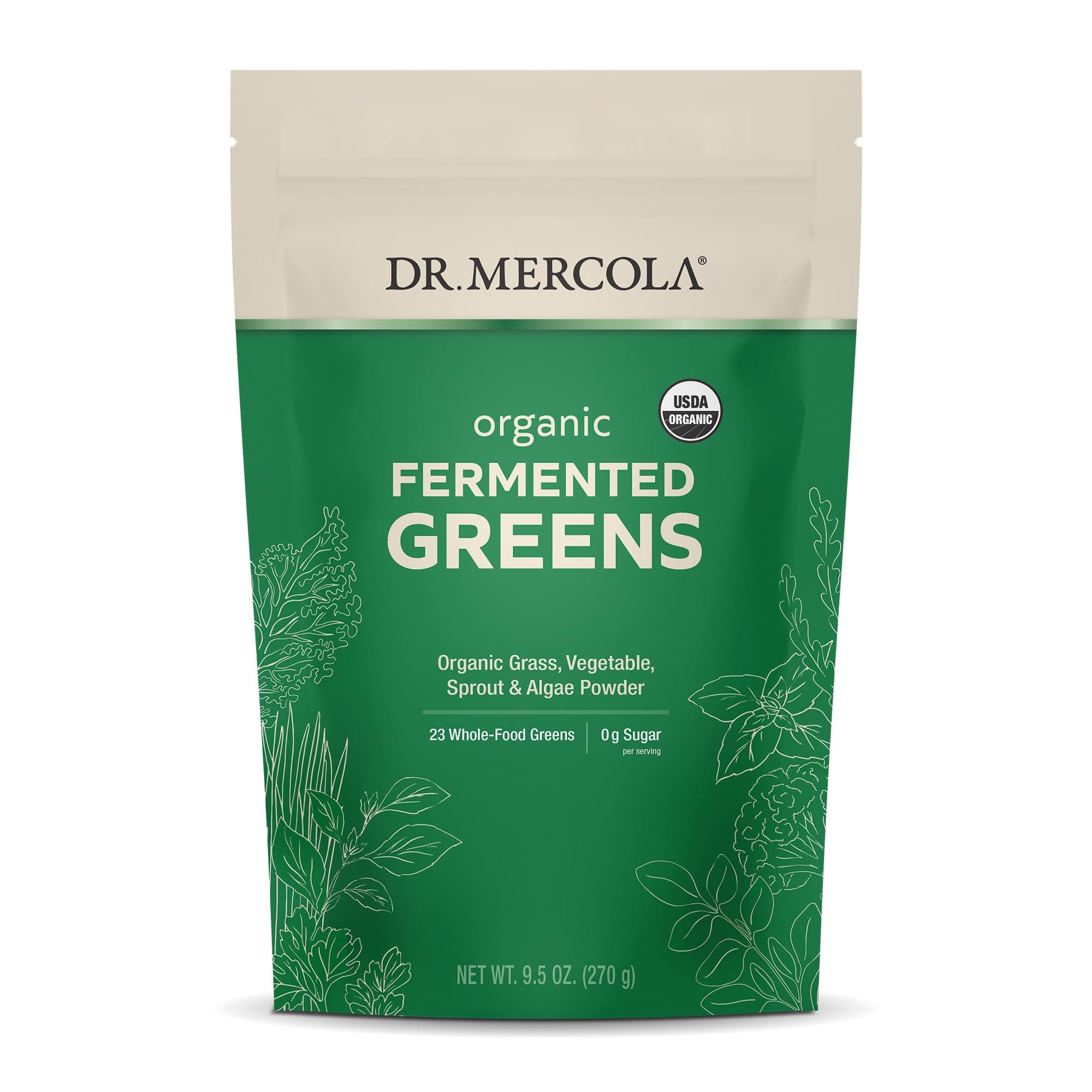 Organic Fermented Greens, 9.5 oz (270 g), 90 Servings, Certifed Organic, Non GMO, Soy-Free and USDA Organic