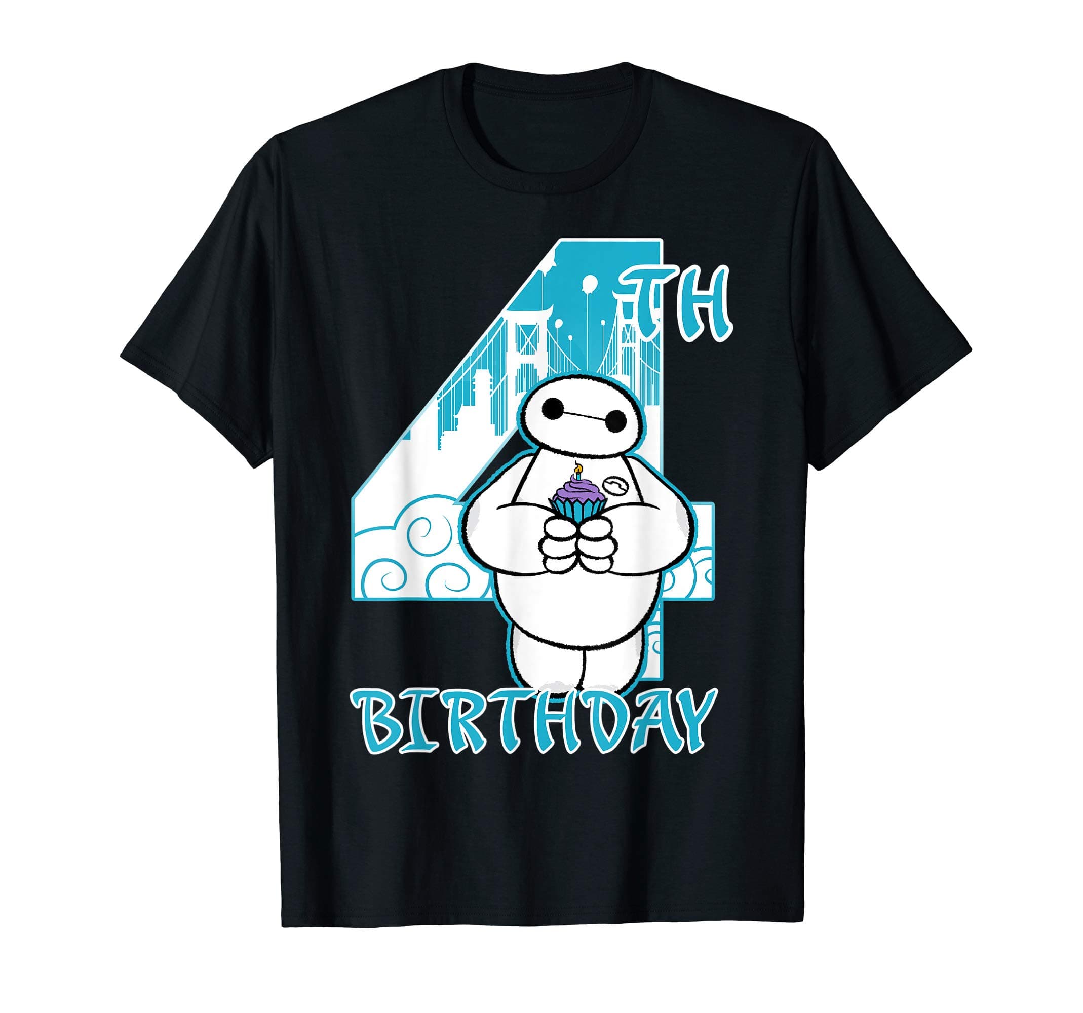 Disney Big Hero 6 Baymax 4th Birthday Cupcake Portrait T-ShirtOEKO-TEX STANDARD 100
