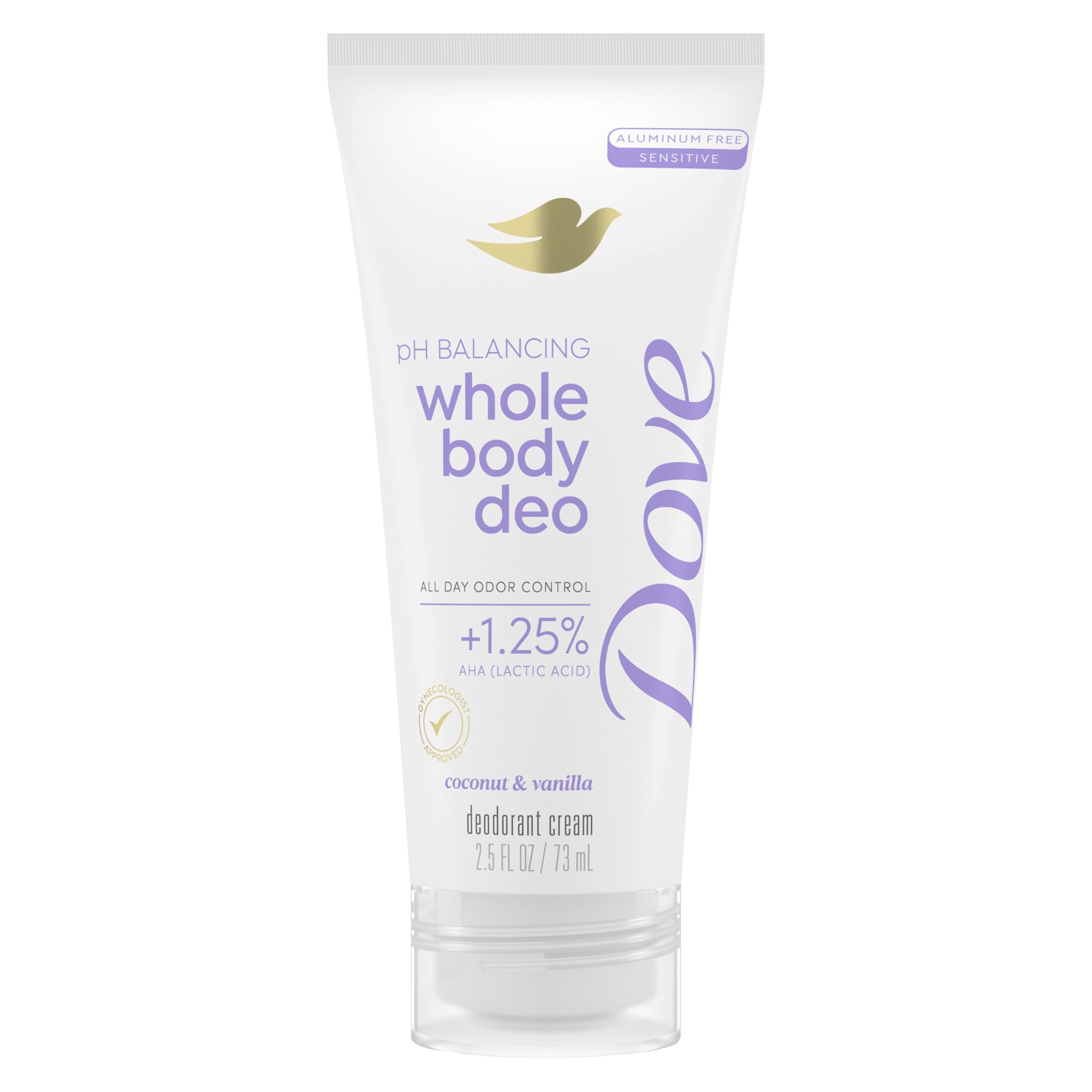 Whole Body Deo Aluminum Free pH Balancing Cream Deodorant Coconut & Vanilla for 72h Odor Control 2.5 oz