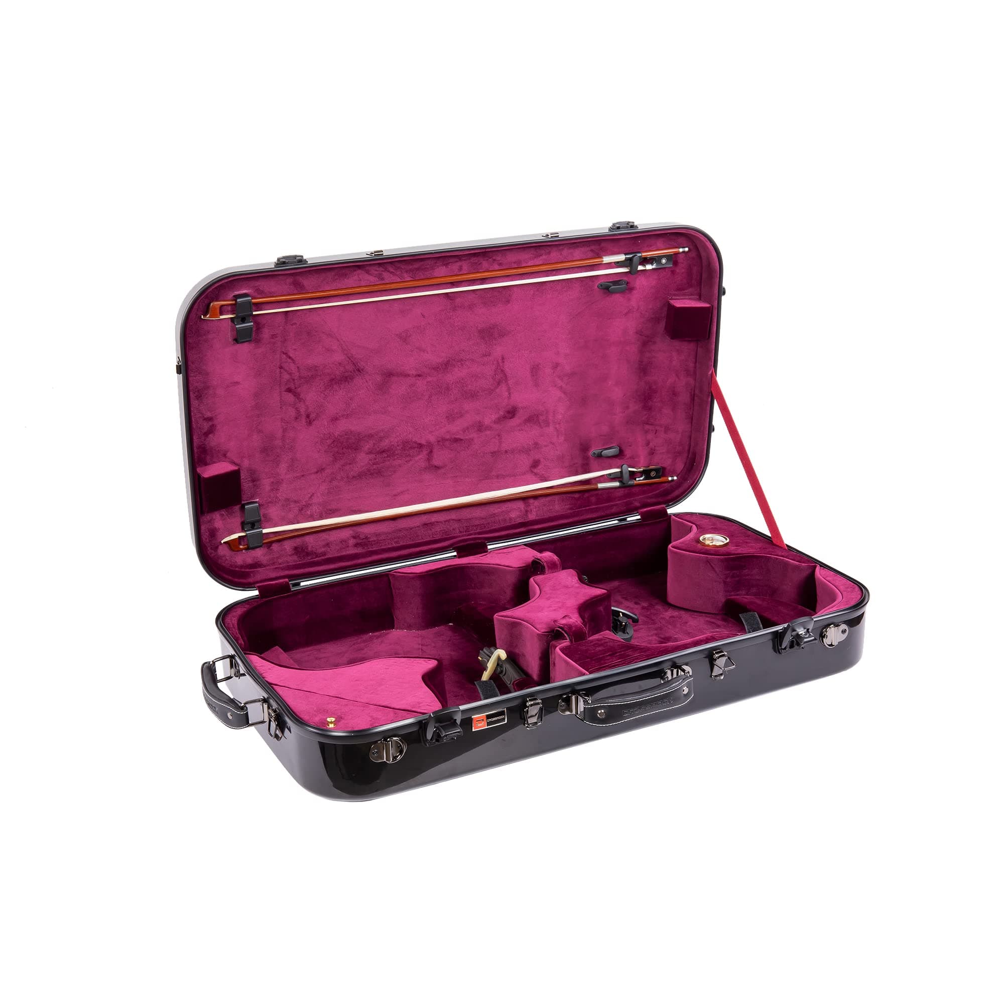 Crossrock Fiberglass Case with TSA Lock for one 15~16.5'' viola, one 4/4 full-size violin-Black (CRF2020DVLBK)