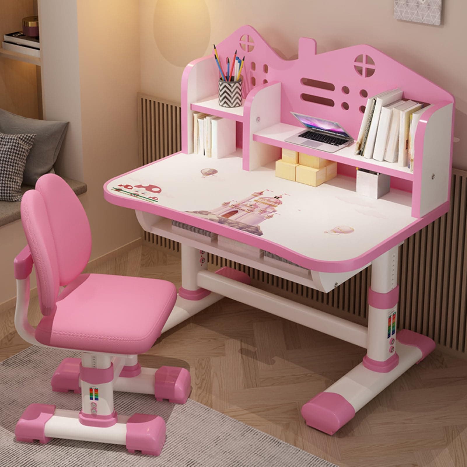Pink Kids Desk and Chair Set
