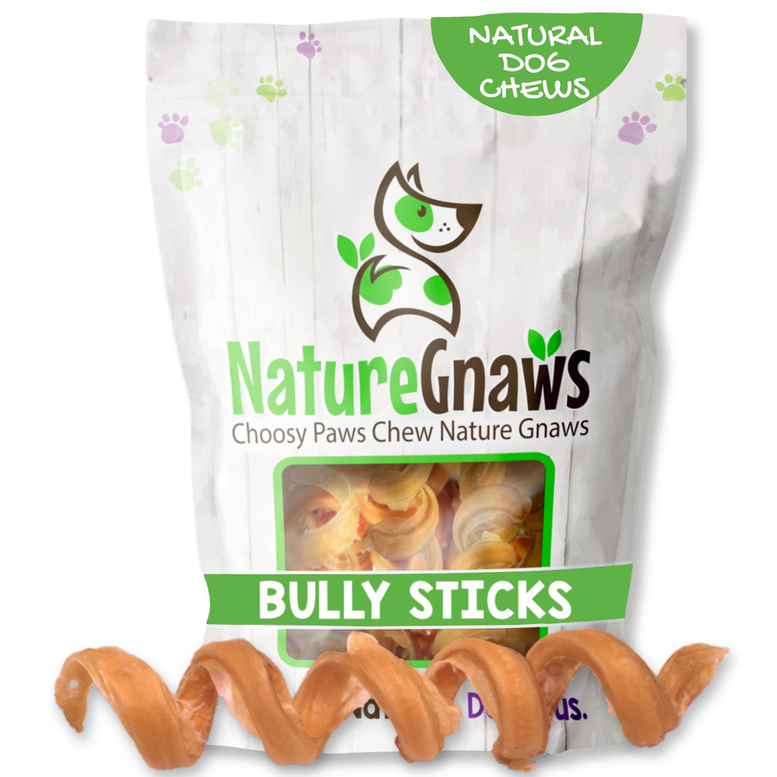 Nature Gnaws Bully Stick Springs for Dogs - Premium Natural Beef Bones - Long Lasting Spiral Dog Chew Treats - Rawhide Free - 7-10 Inch