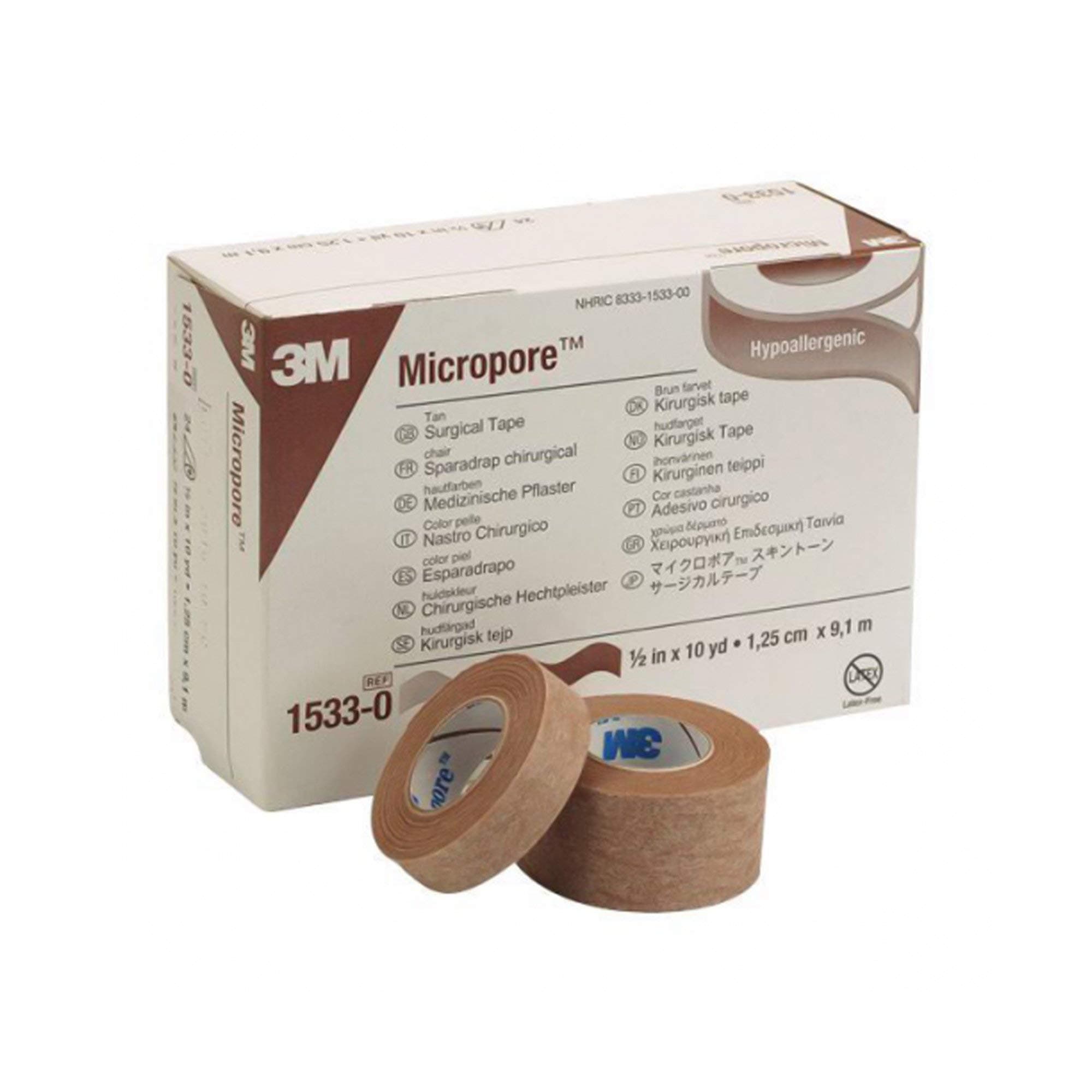 3M Micropore Paper Tape - 1/2 x 10 yds Tan - - Box of 24 by 3M
