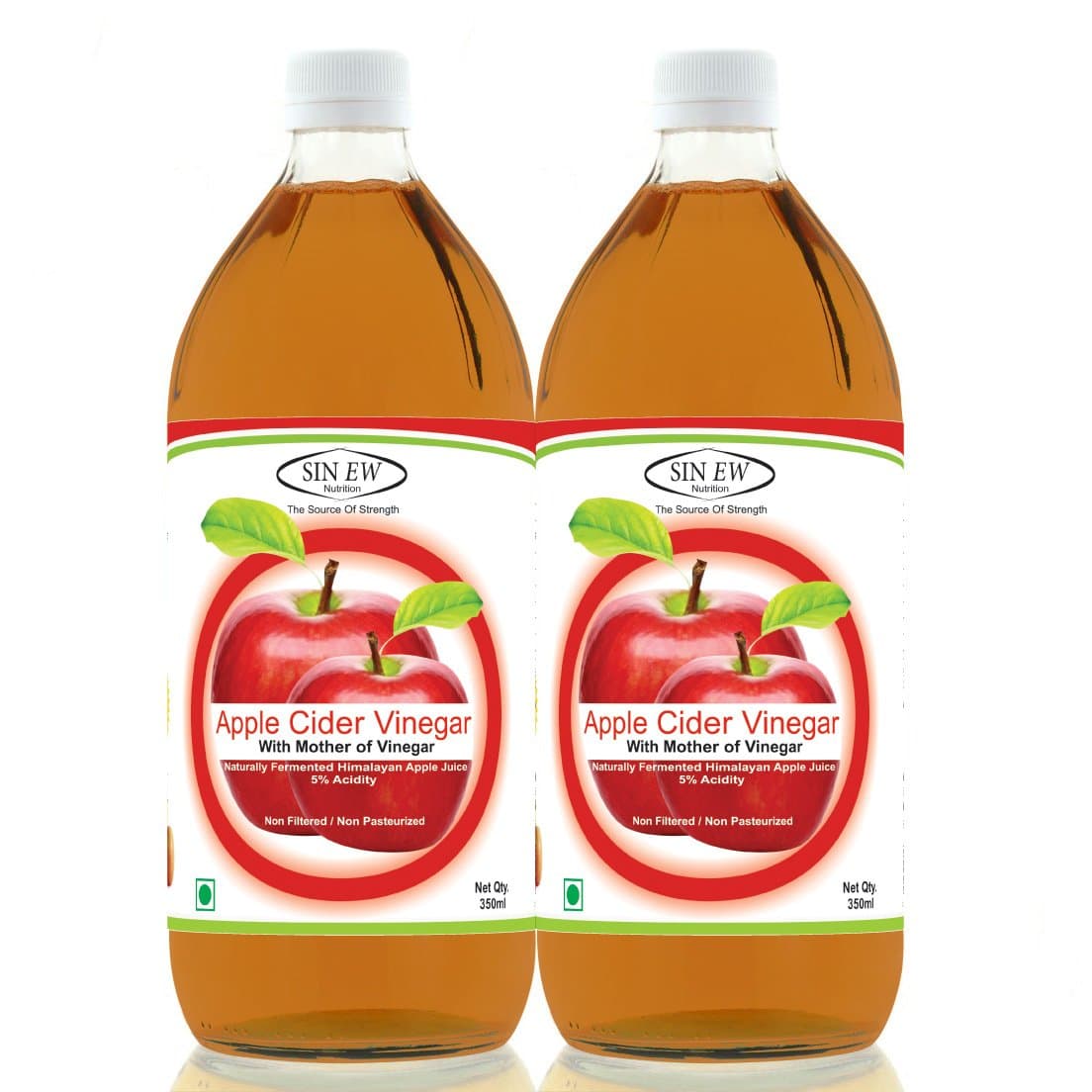 Sinew Nutrition Apple Cider Vinegar with Strands of Mother, 350 ml (Pack of 2)