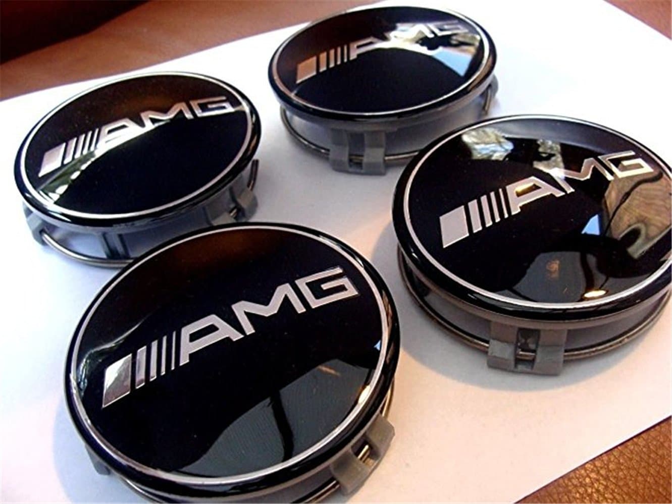 ianzhus 4X MERCEDES Benz AMG Black CENTER WHEEL Hub CAPS 75MM C E GLK G SL SLK (black, 75mm)