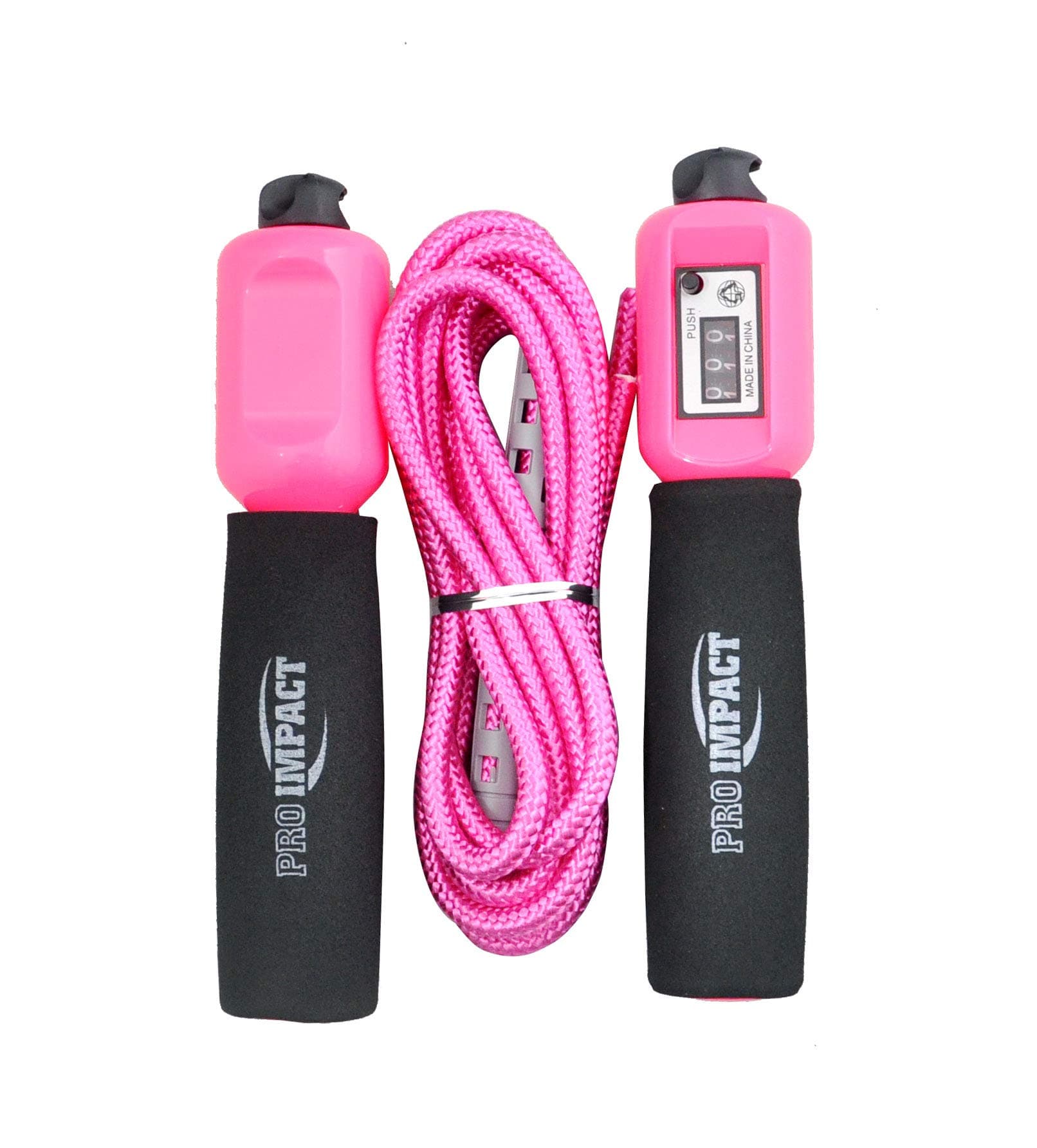 Pro Impact Jumping Ropes Skipping Rope with Foam Handle/Adjustable Jump Ropes with Counter, Aerobic Exercise, Speed Training, Endurance Training, Fitness Gym Workout Pink