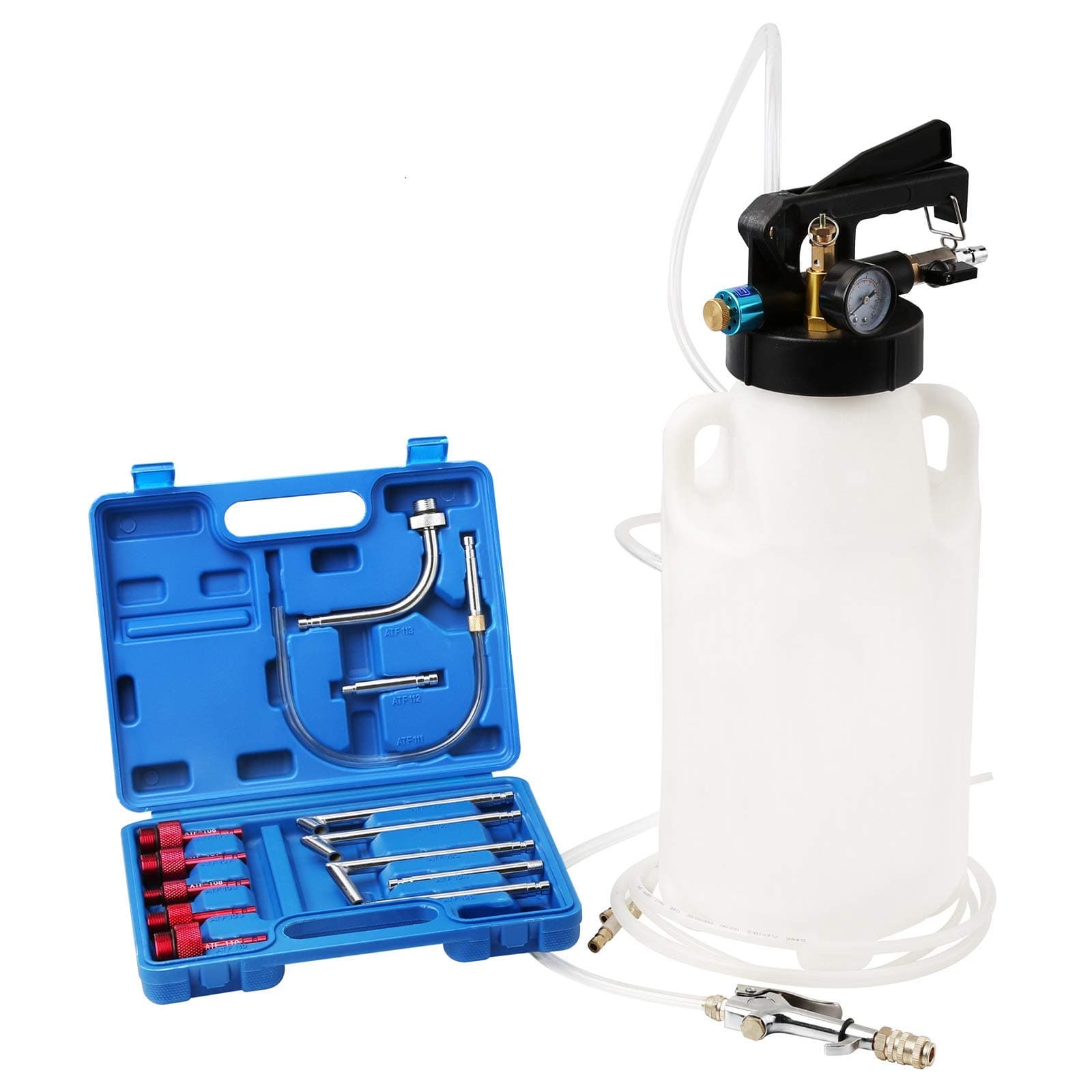 WINTOOLS 8L Two Way Pneumatic ATF Oil Liquid Extractor 14 pcs ATF Adapters Refill System