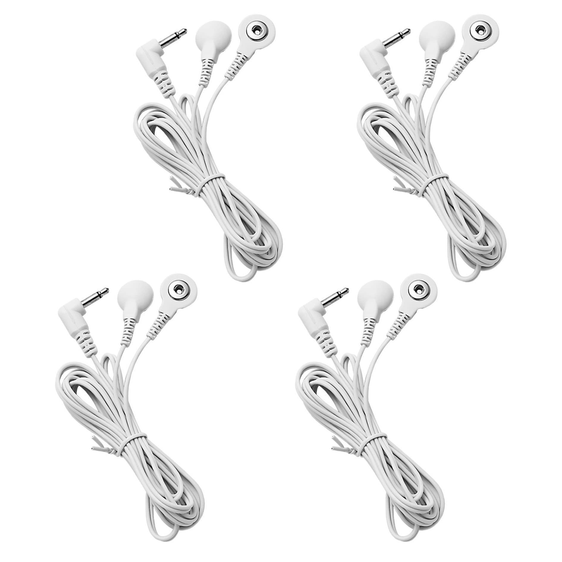 4 Count TENS Wires 3.5mm Plug to 3.5mm Snap Electrode Wires for TENS Unit Electrodes Lead Wires for TENS