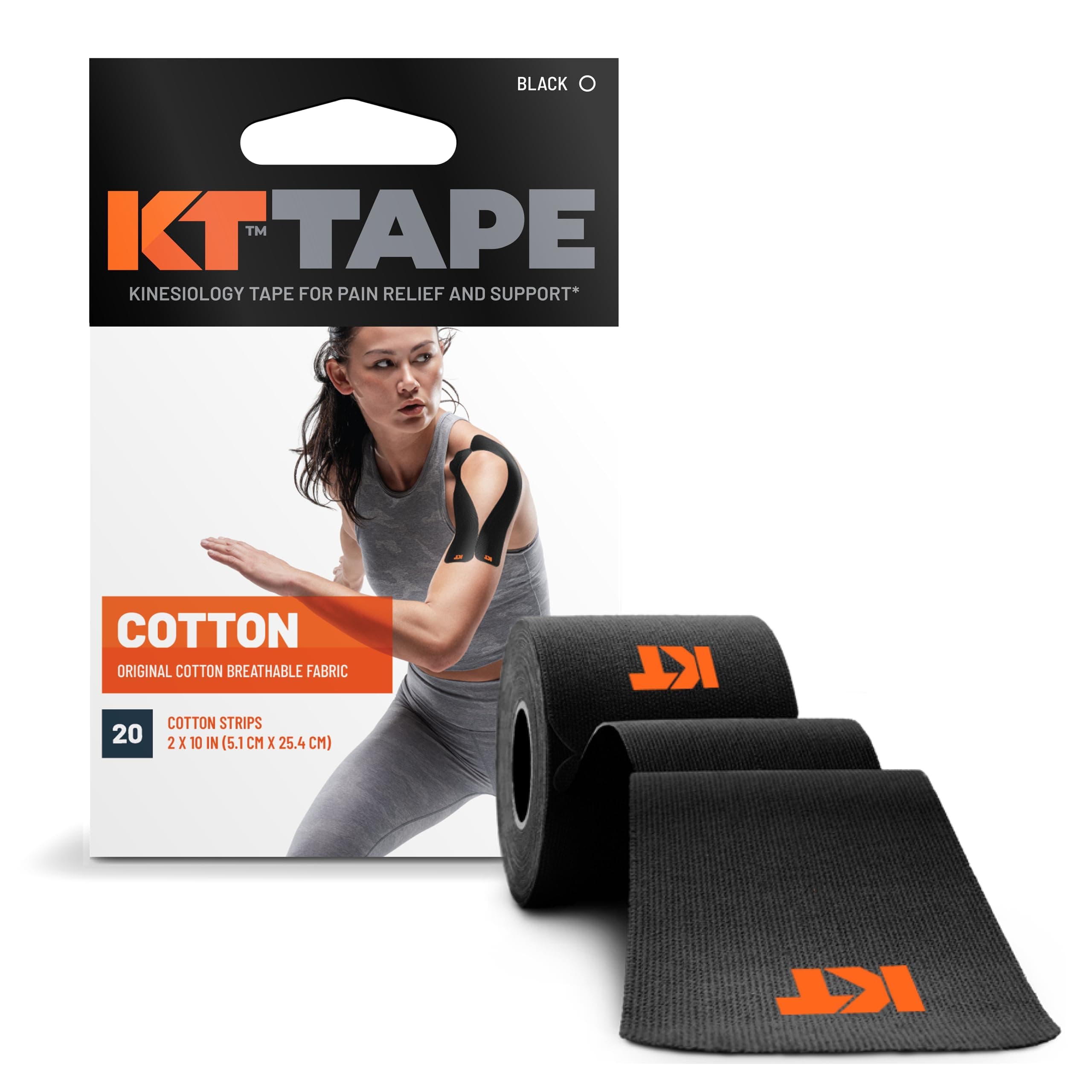 Elastic Sports Tape Original,Pre-Cut,20 Strip,Ctn,Blk