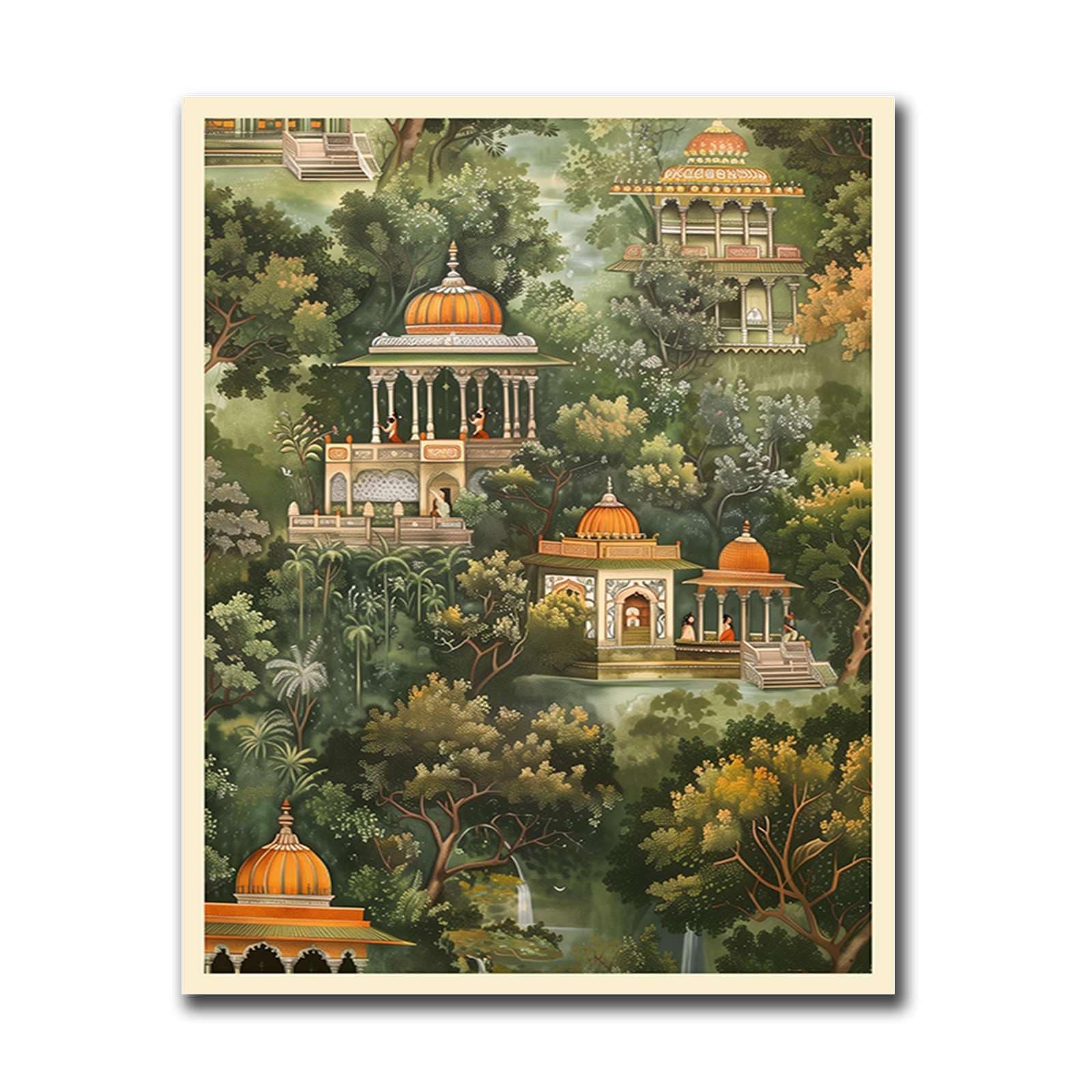 HSCFWYLN Canvas Painting Poster and Print Pictures Indian Pichwai Temple Art Print Secret Garden Spiritual Modern Art Decoration for Living Room Bedroom and Office 8x12inch