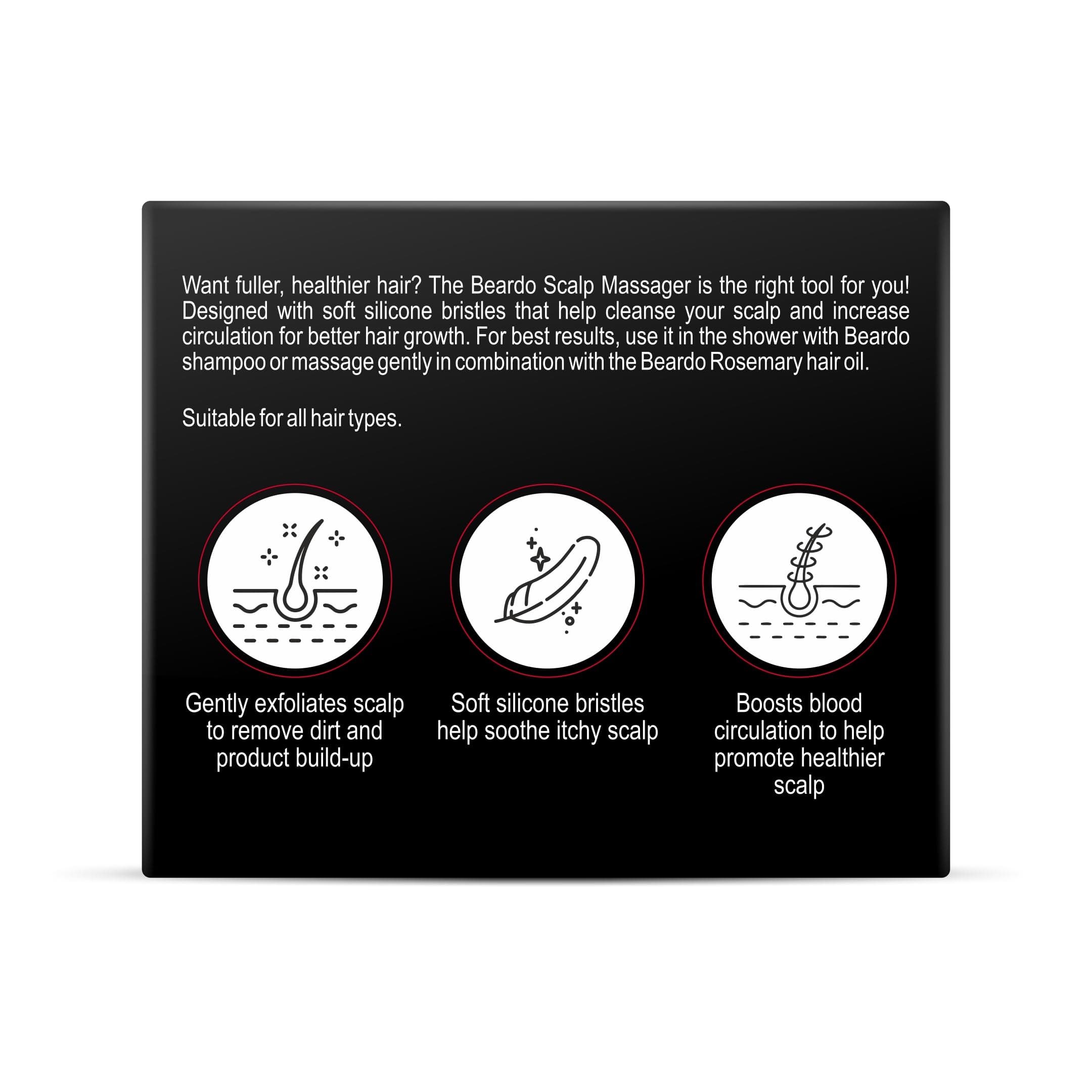 BEARDO Scalp Massager For Hair With Removable Handle | Soft Silicone Bristles For Dry Massage, Oil & Shampoo Hair Brush, Super Soft Bristles, Exfoliating | Scalp Massager For Men & Women