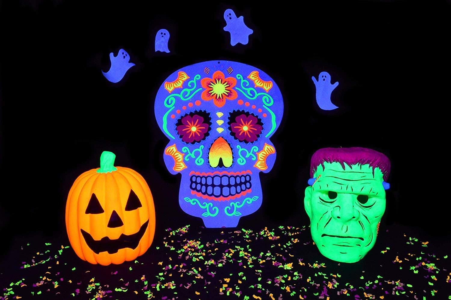 Midnight Glo UV Paint Acrylic Black Light Reactive Bright Neon Colors Set of 8 Bottles 2 oz Great for Crafts, Art & DIY Projects, Blacklight Party