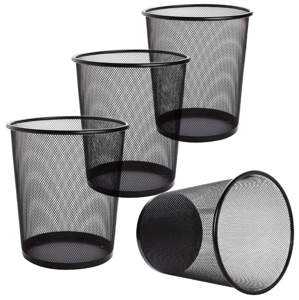 Lawei 4 Pack Trash Can Mesh Round Open Top Wastebasket - 2.5 Gallon Recycling Bins Garbage Waste Baskets for Office Home