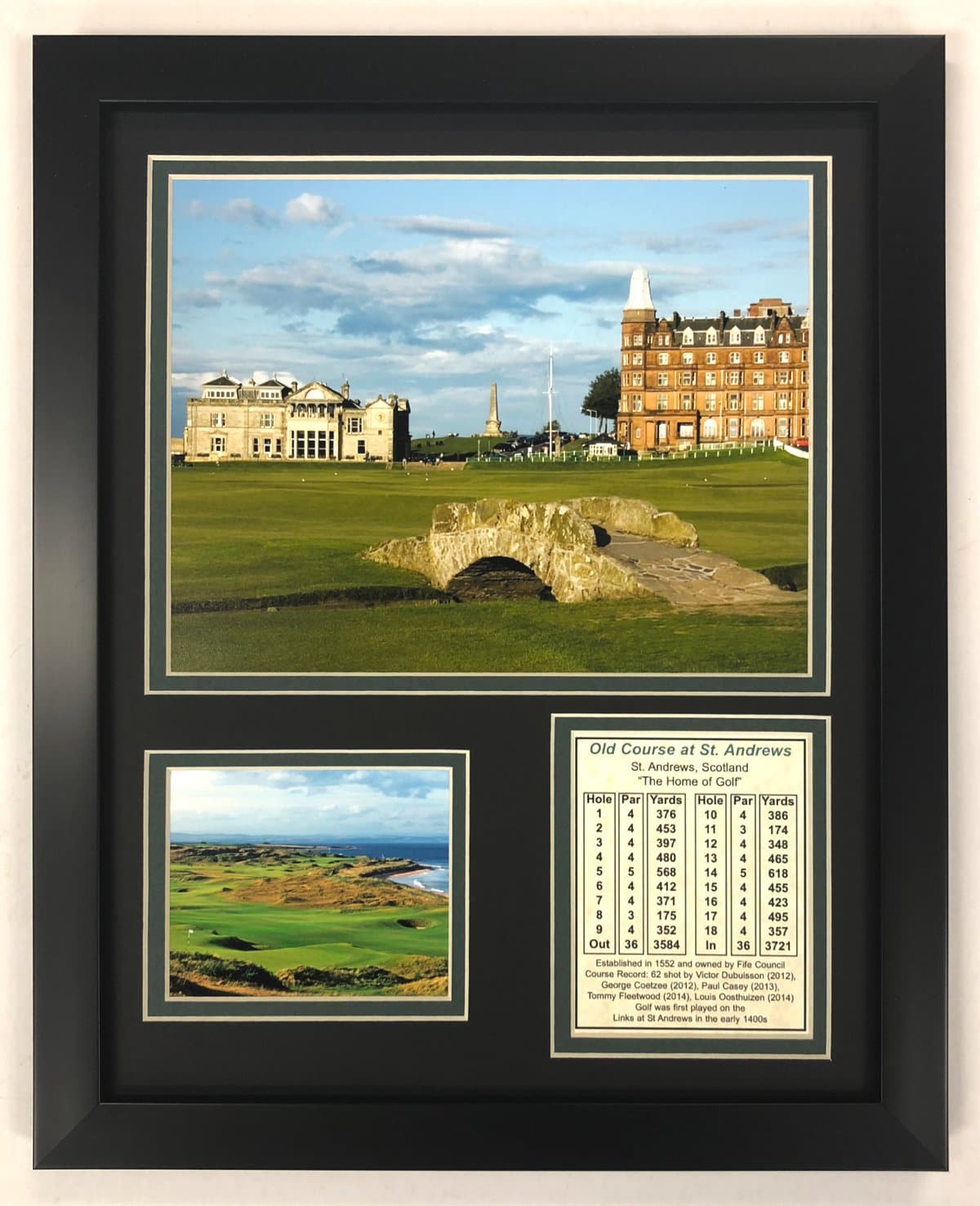 Legends Never DieThe Old Course at St. Andrews- British Open Collectible | Framed Photo Collage Wall Art Decor - 12"x15" (12983U)