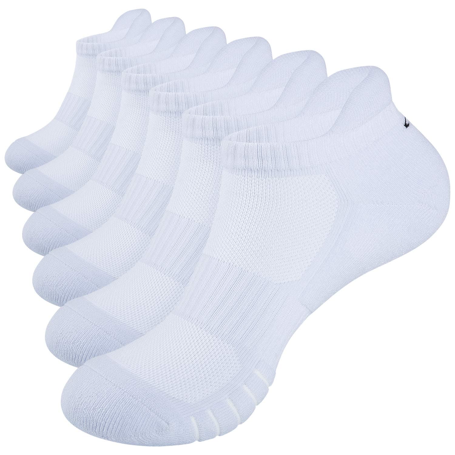 Anqier Running Socks Cushioned Anti Blister Sports Socks No Stink Trainer Socks for Men Women Cotton Ankle Ladies Socks Low Cut Walking Compression Socks 6 Pairs