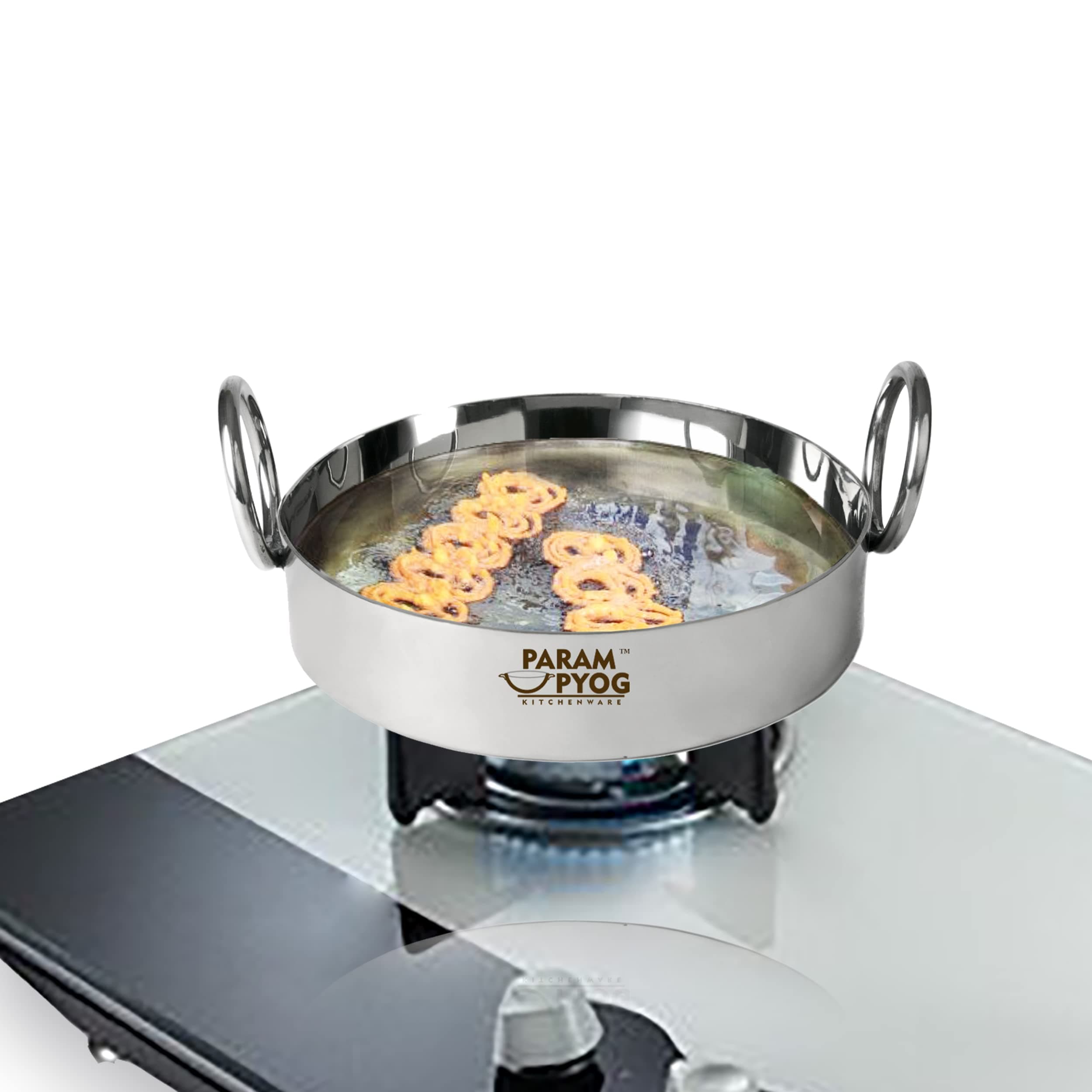 PARAM UPYOG3mm Thick and Heavy Gauge Stainless Steel Jalebi Kadai / Kadhai (10 Inch)