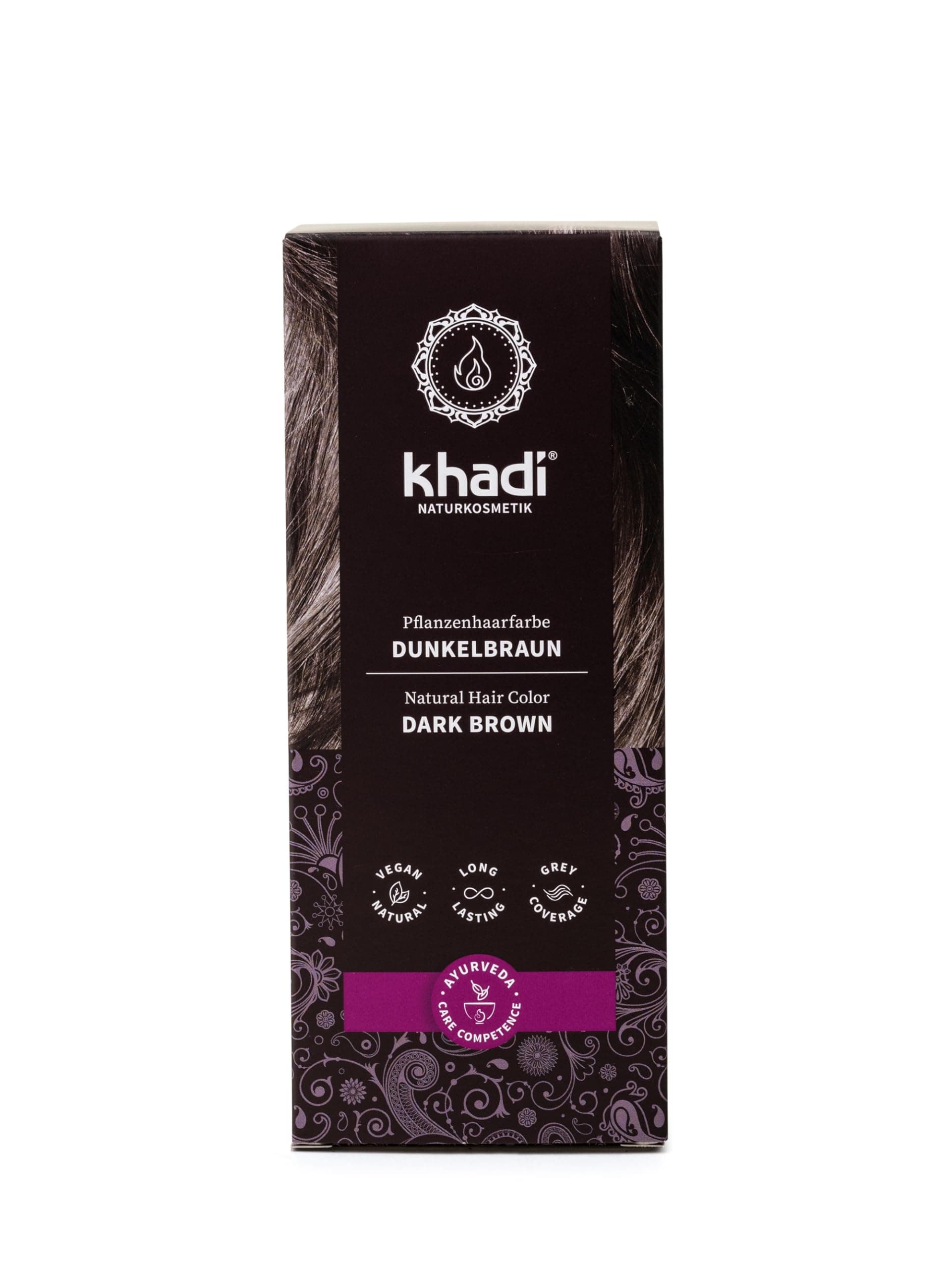 DARK BROWN Natural Hair Colour - Hair Colour for deep, shiny dark brown to strong black brown - 100% herbal & natural - 100g