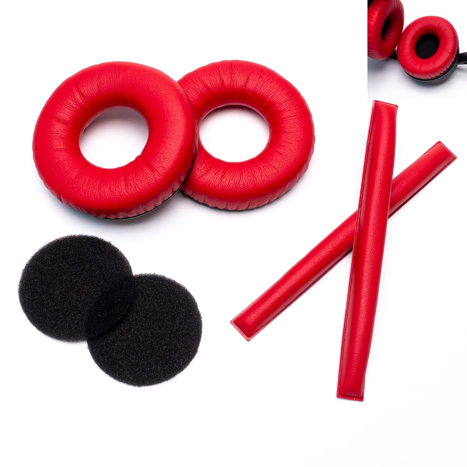 Rainbow Color Ear Pads Headband Cushion Kits Compatible with Sennheiser HD25 HD250BT HD25-ll HD25S Il HMD25 Headphone Foam Covers (Red Sets)